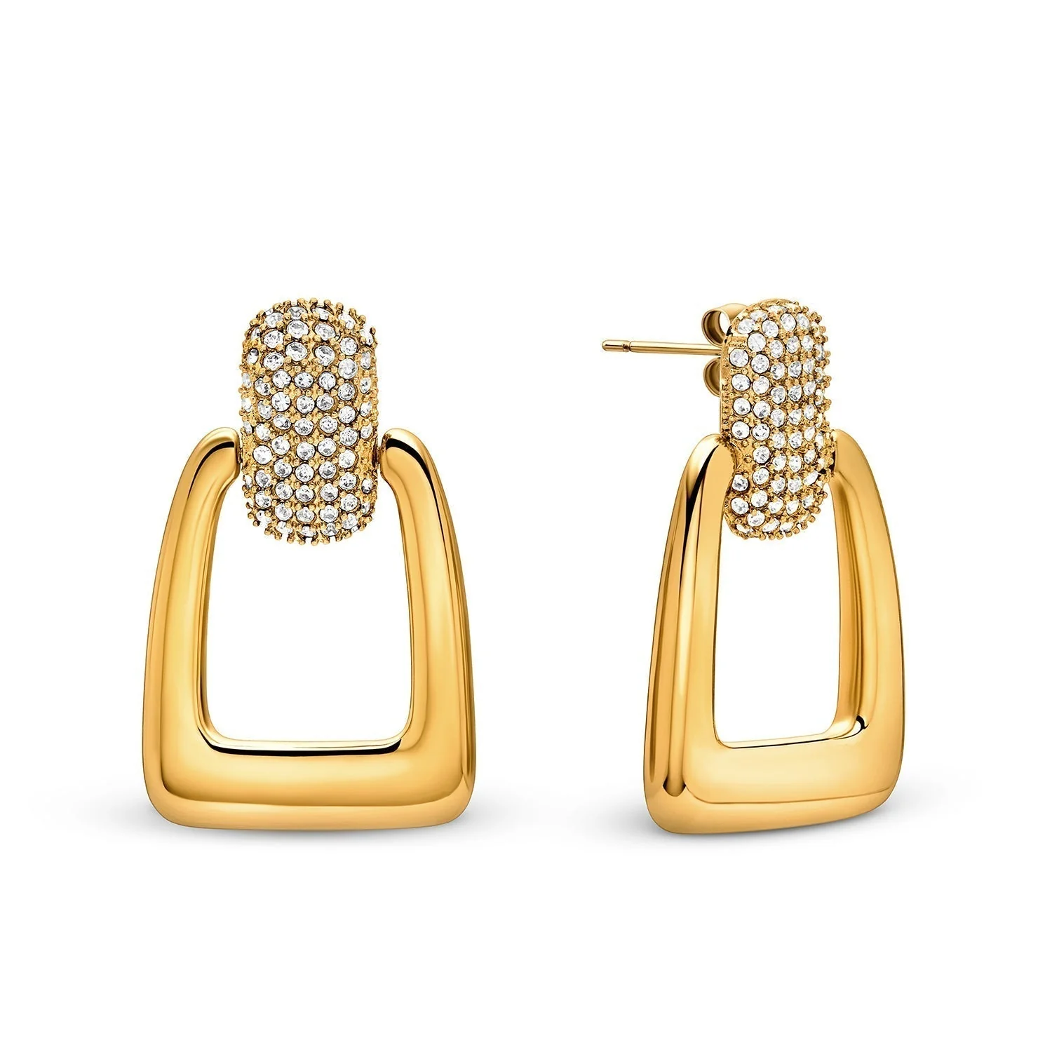 Spotlight Pavé Drop Earrings (Gold)