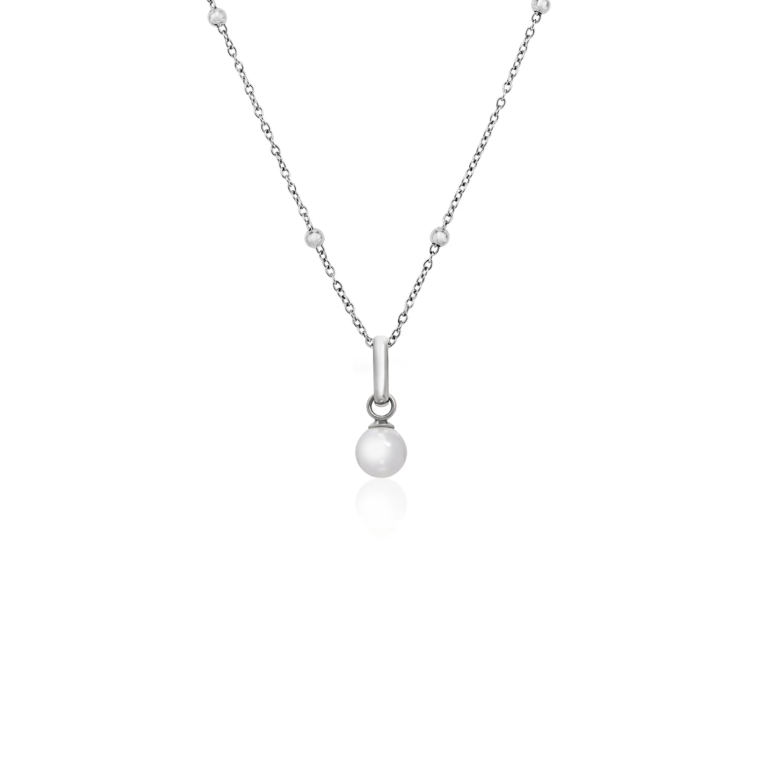 Mini Pearl Necklace (Silver)