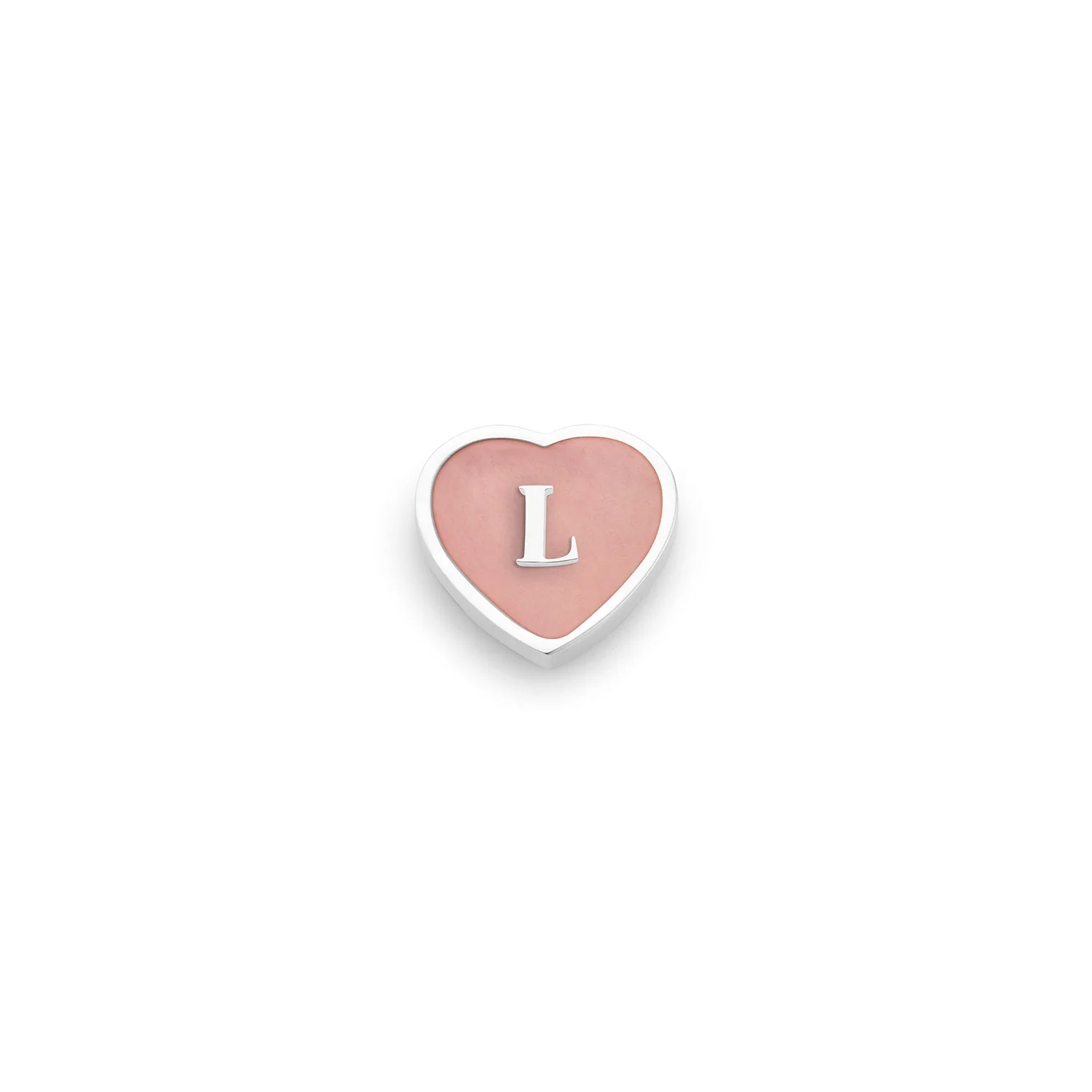 Rose Quartz Heart Charms (Silver) - Initials