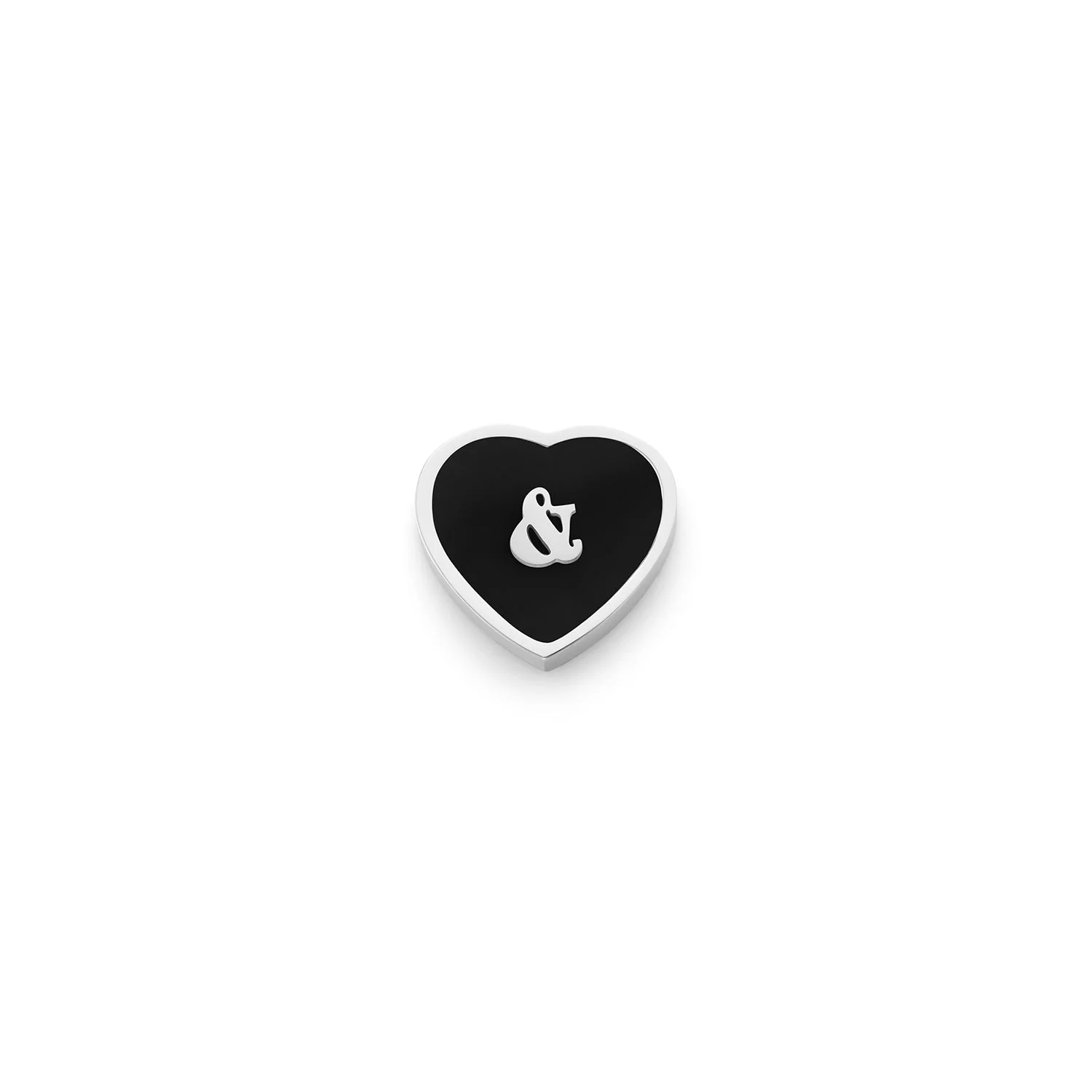 Black Enamel Heart Charms (Silver) - &