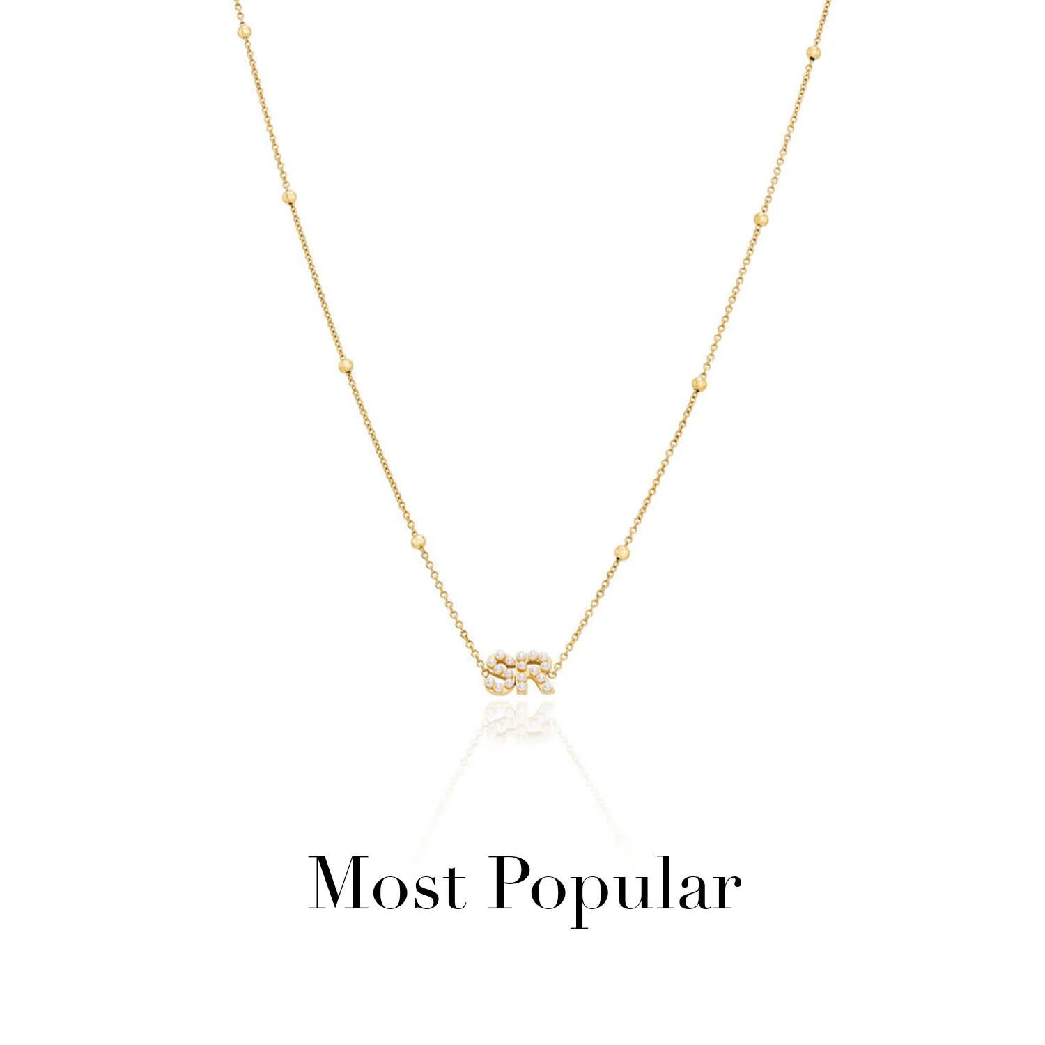 Pearl Initials Sphere Chain Necklace (Gold)