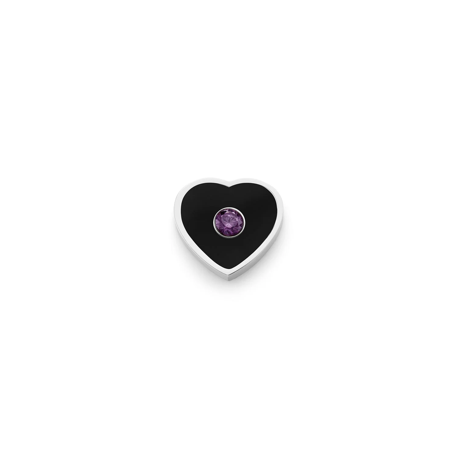 Black Enamel Heart Charms (Silver) - Birthstone