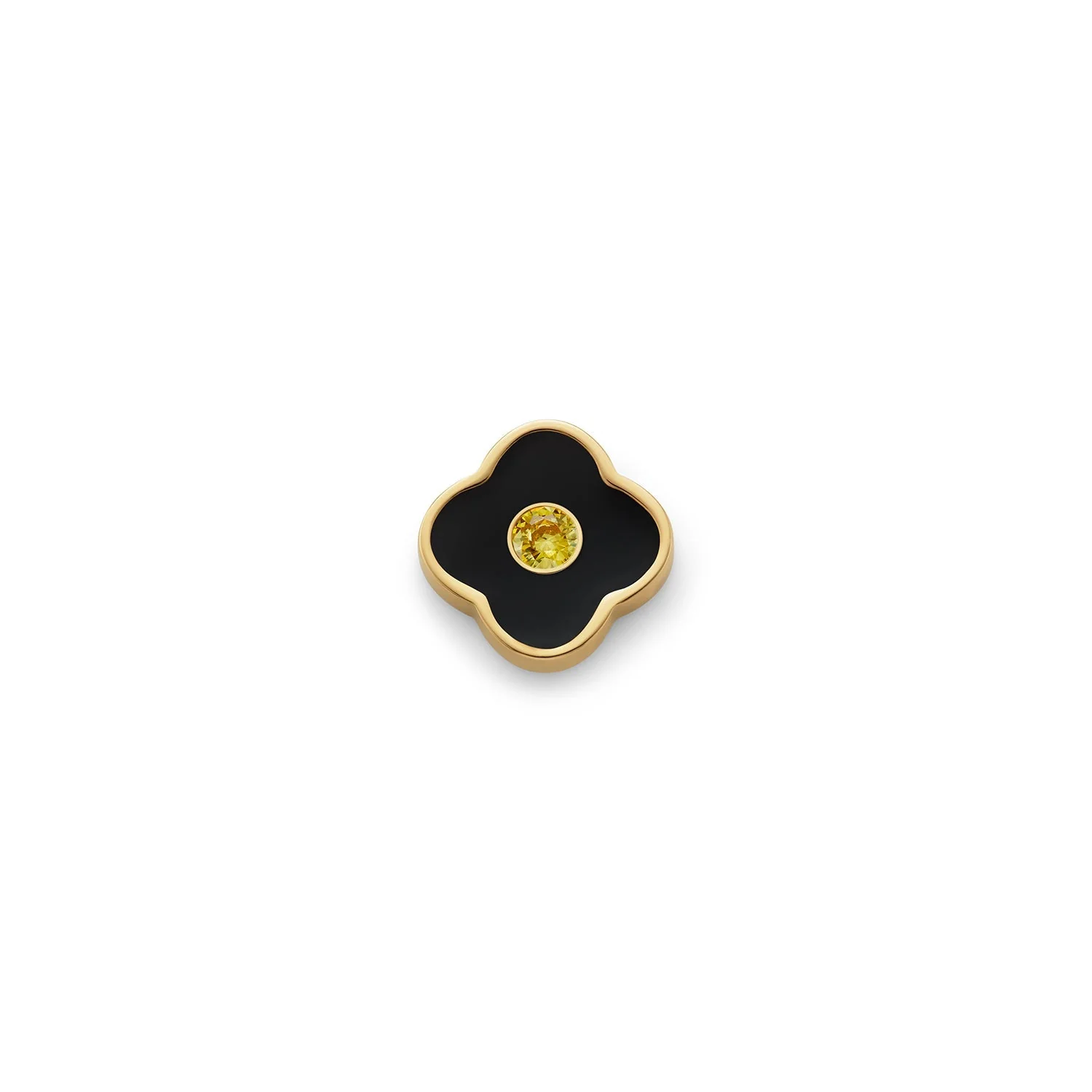 Black Enamel Clover Charms (Gold) - Birthstones