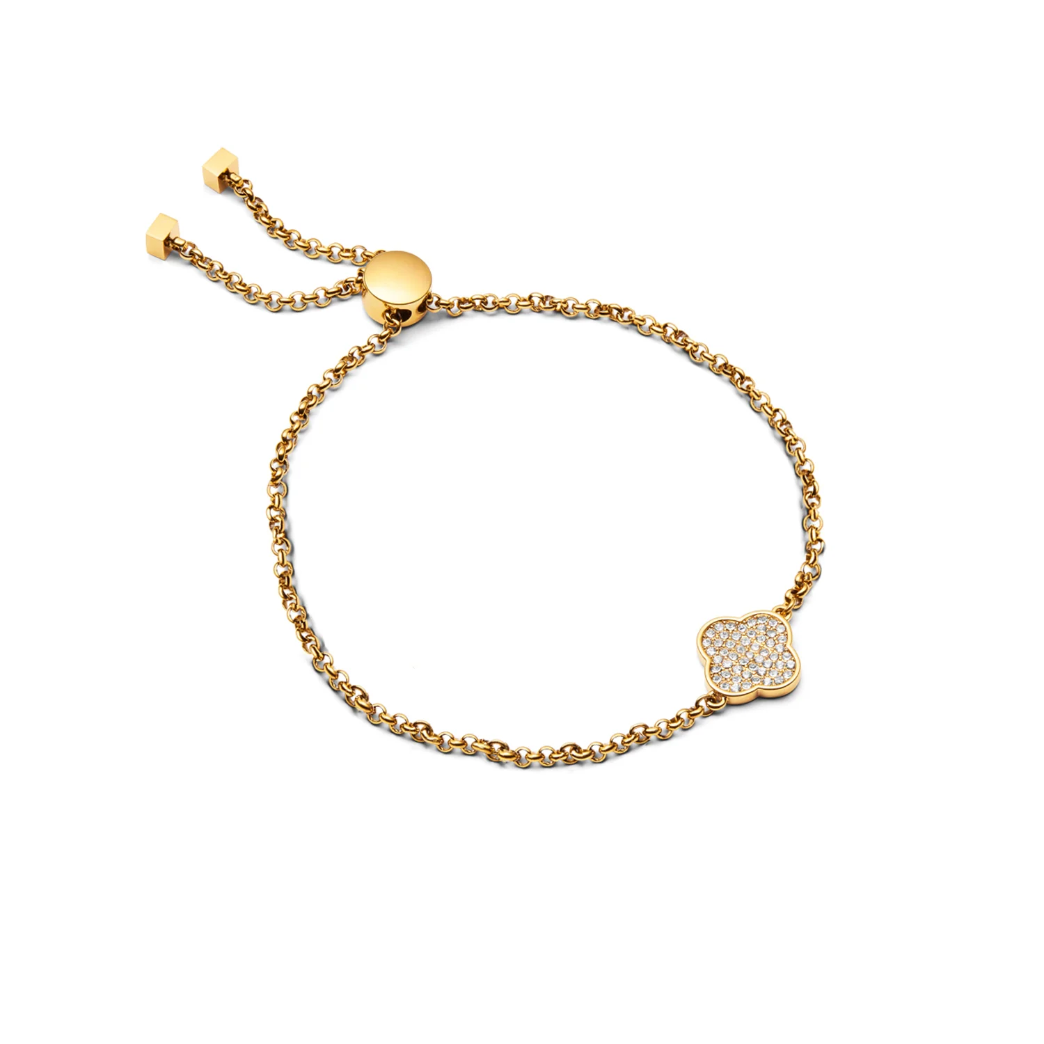 Shimmer Pavé Clover Bracelet (Gold)