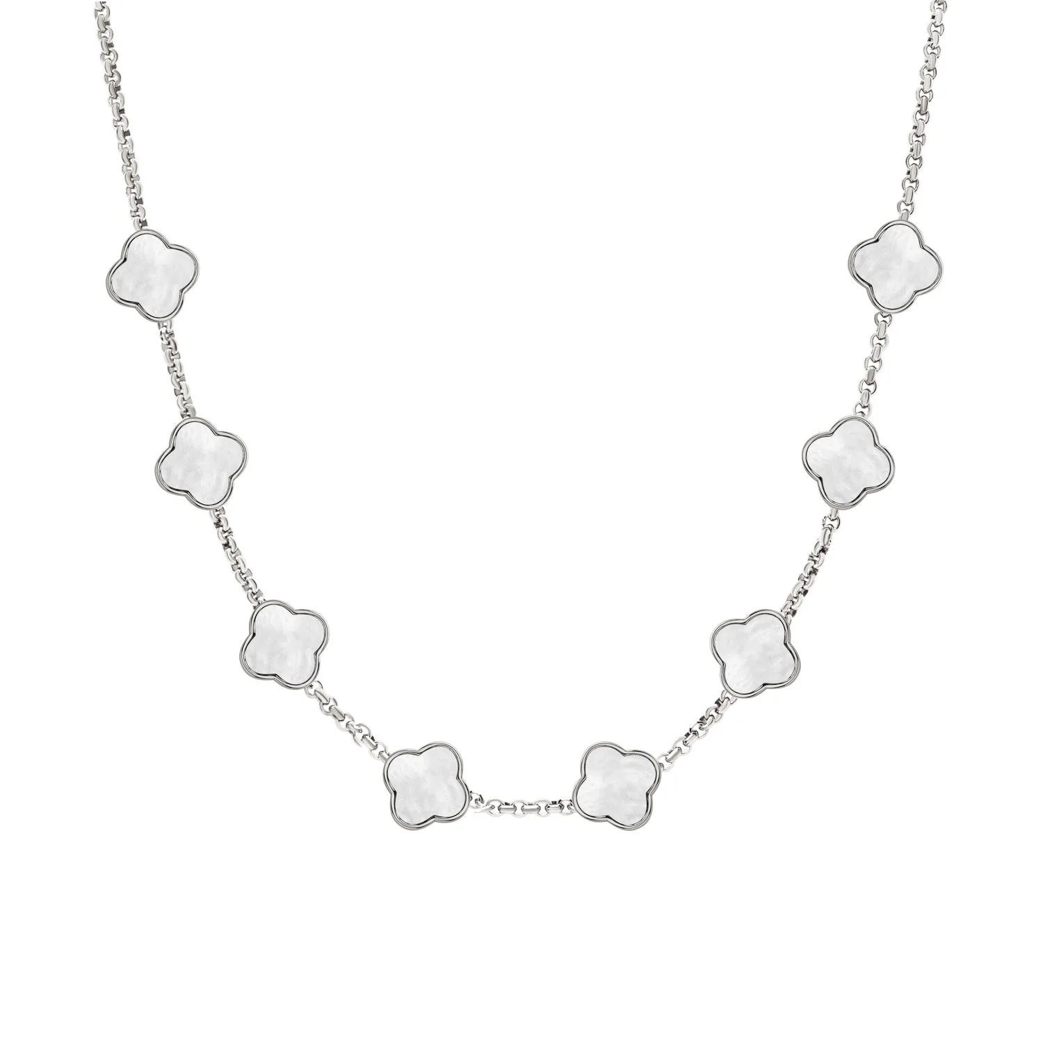 Clover Custom Name Necklace (Silver)