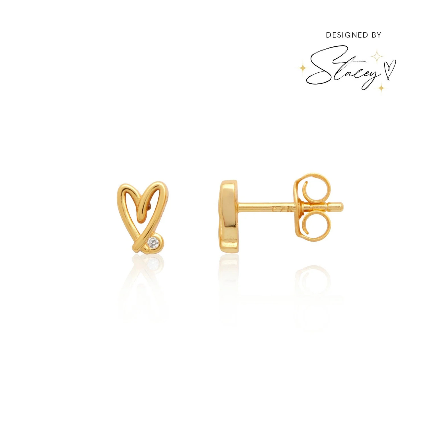 Stacey's Stories Doodle Heart Stud Earrings (Gold)
