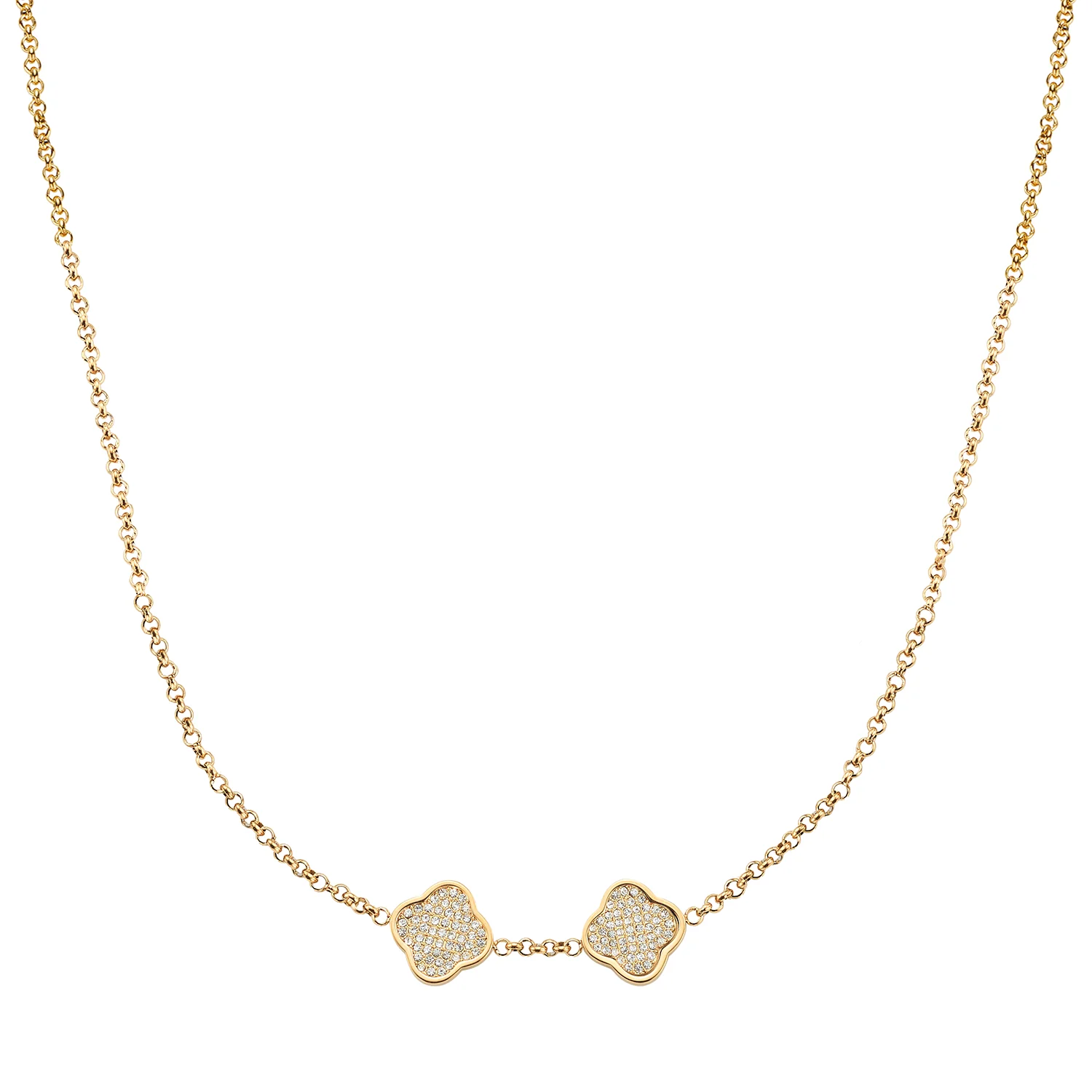 Shimmer Pavé Clover Necklace (Gold)
