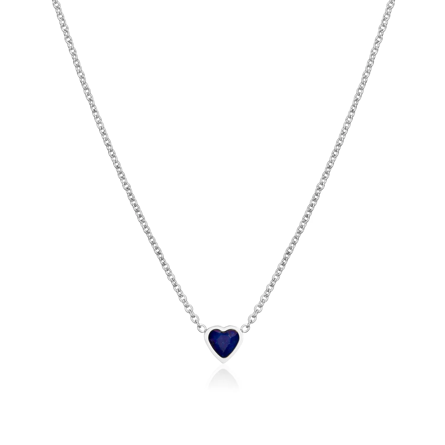 Mini Heart Birthstone Necklace (Silver)