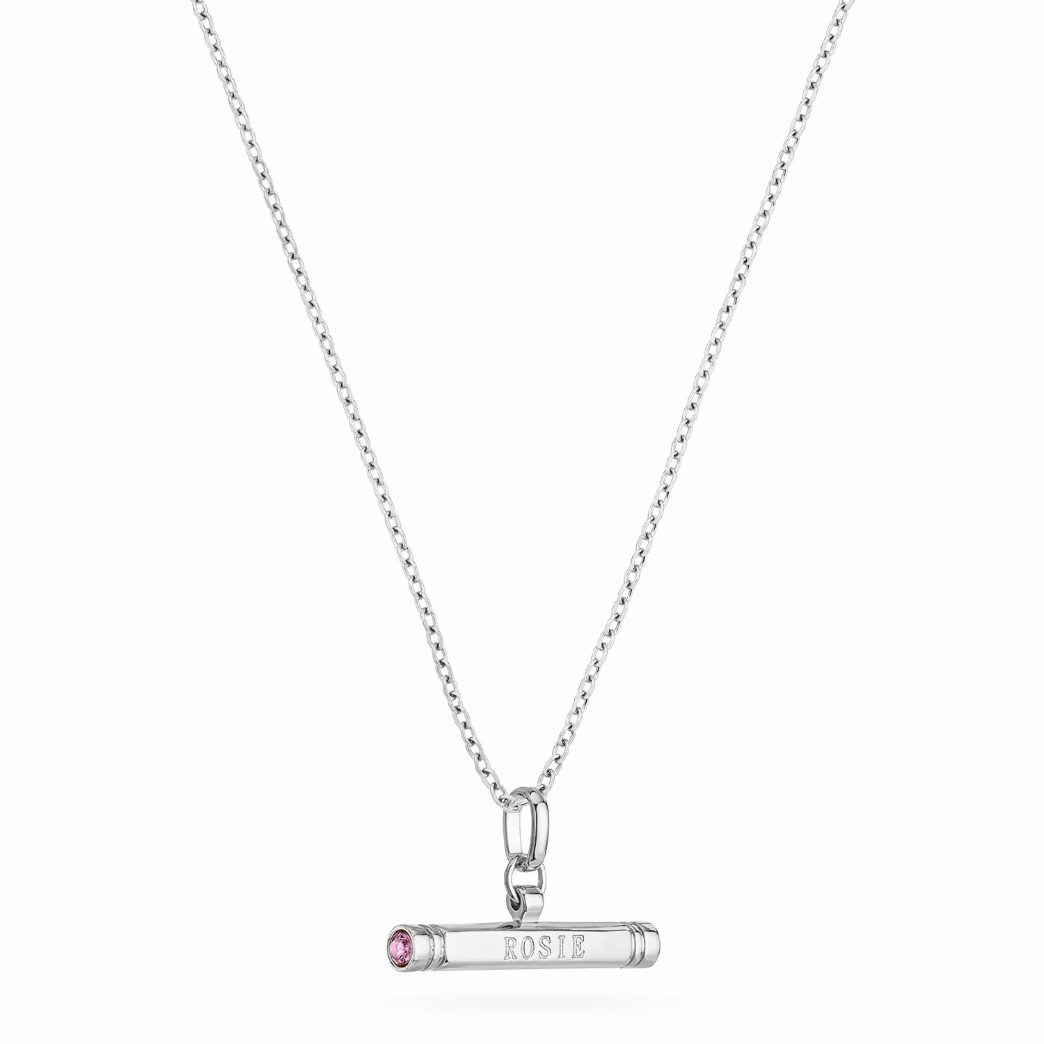 Custom Stamped T-Bar Necklace (Silver)