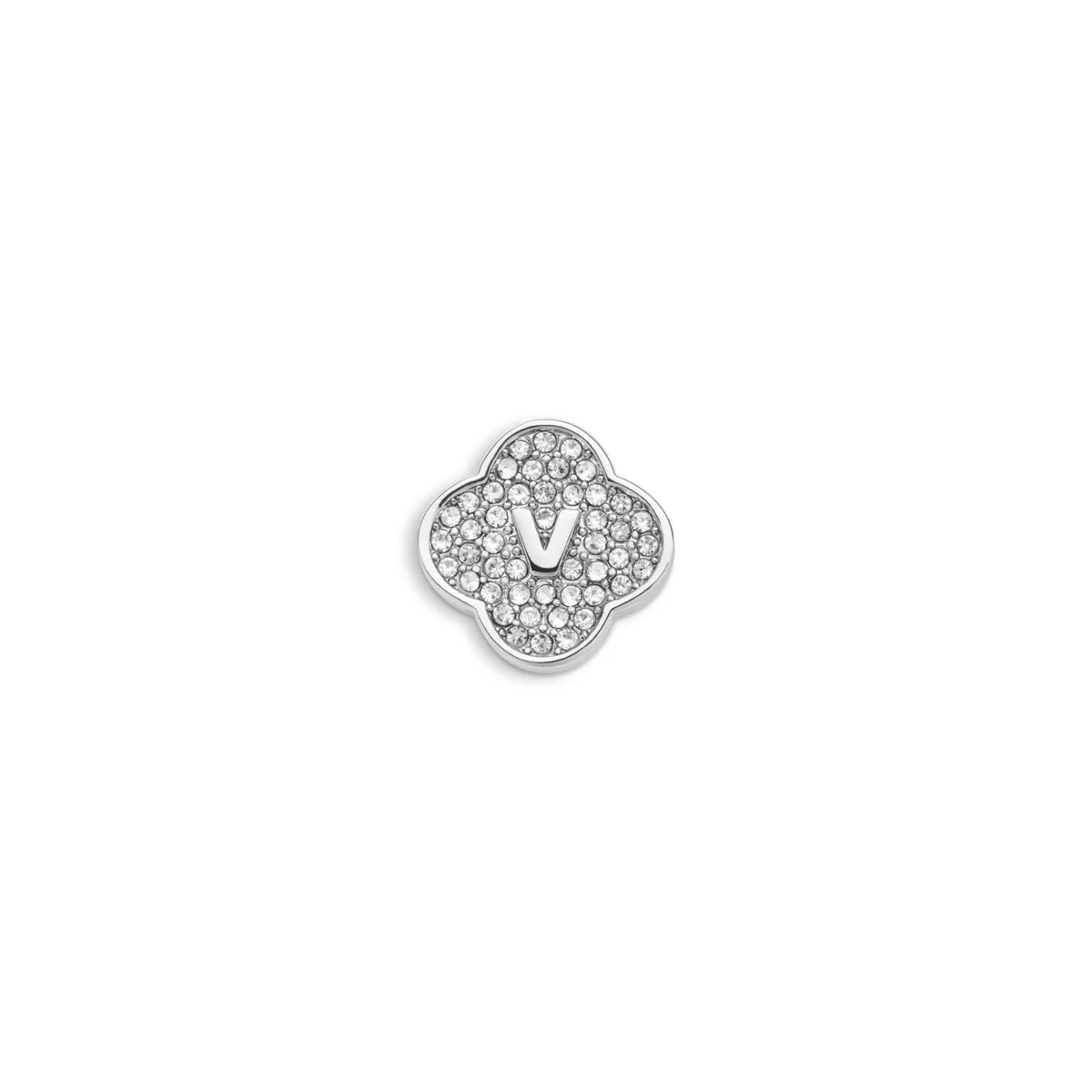 Shimmer Pavé Clover Charms (Silver) - Initials