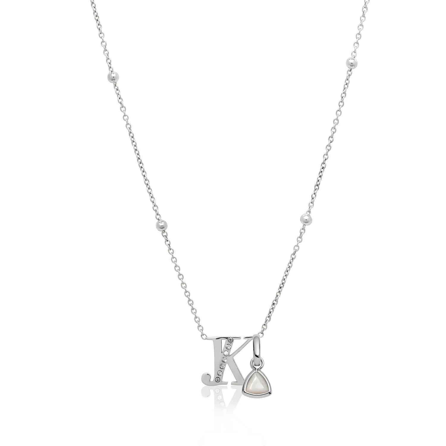 Double Initial Crystal Necklace (Silver)