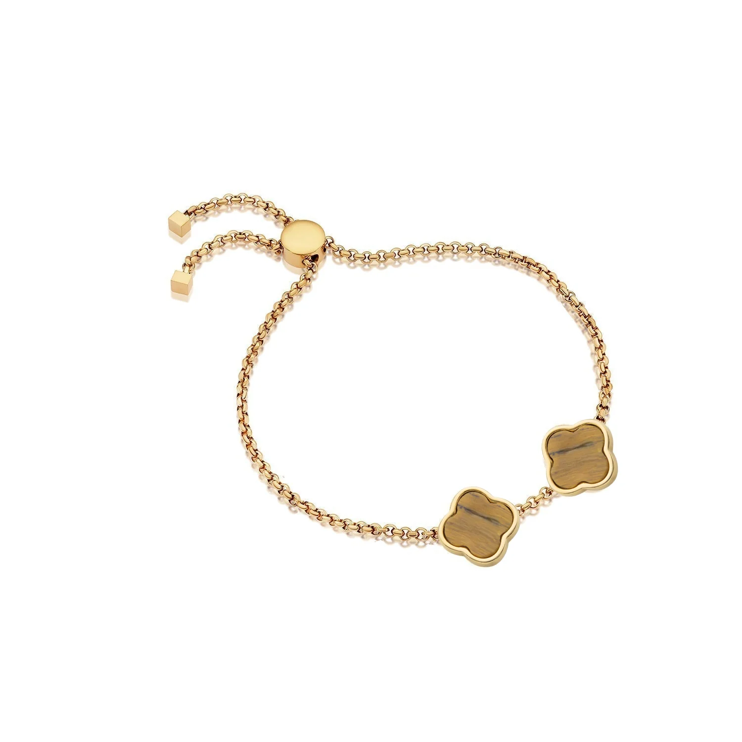 Clover Custom Name Bracelet (Gold)