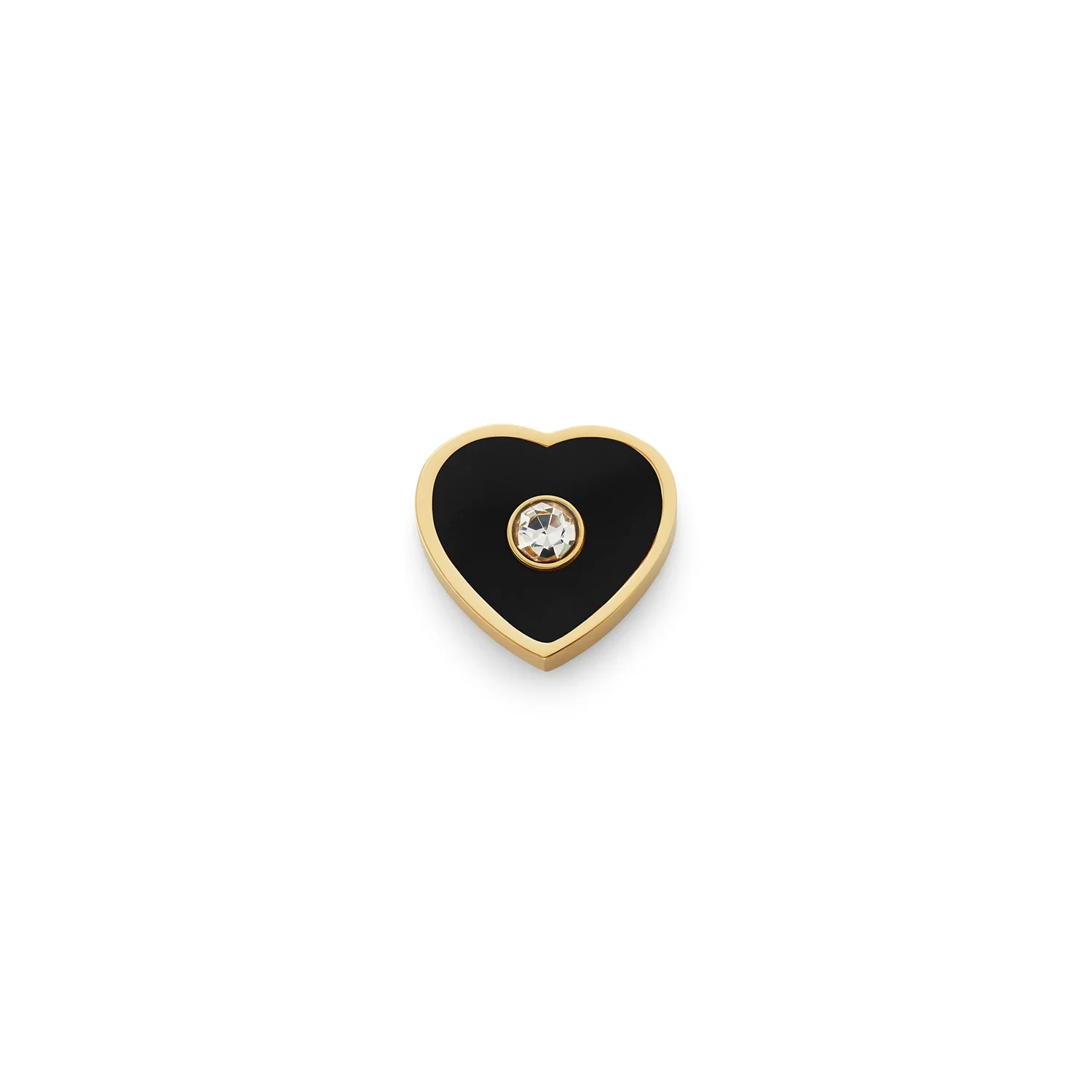 Black Enamel Heart Charms (Gold) - Birthstone
