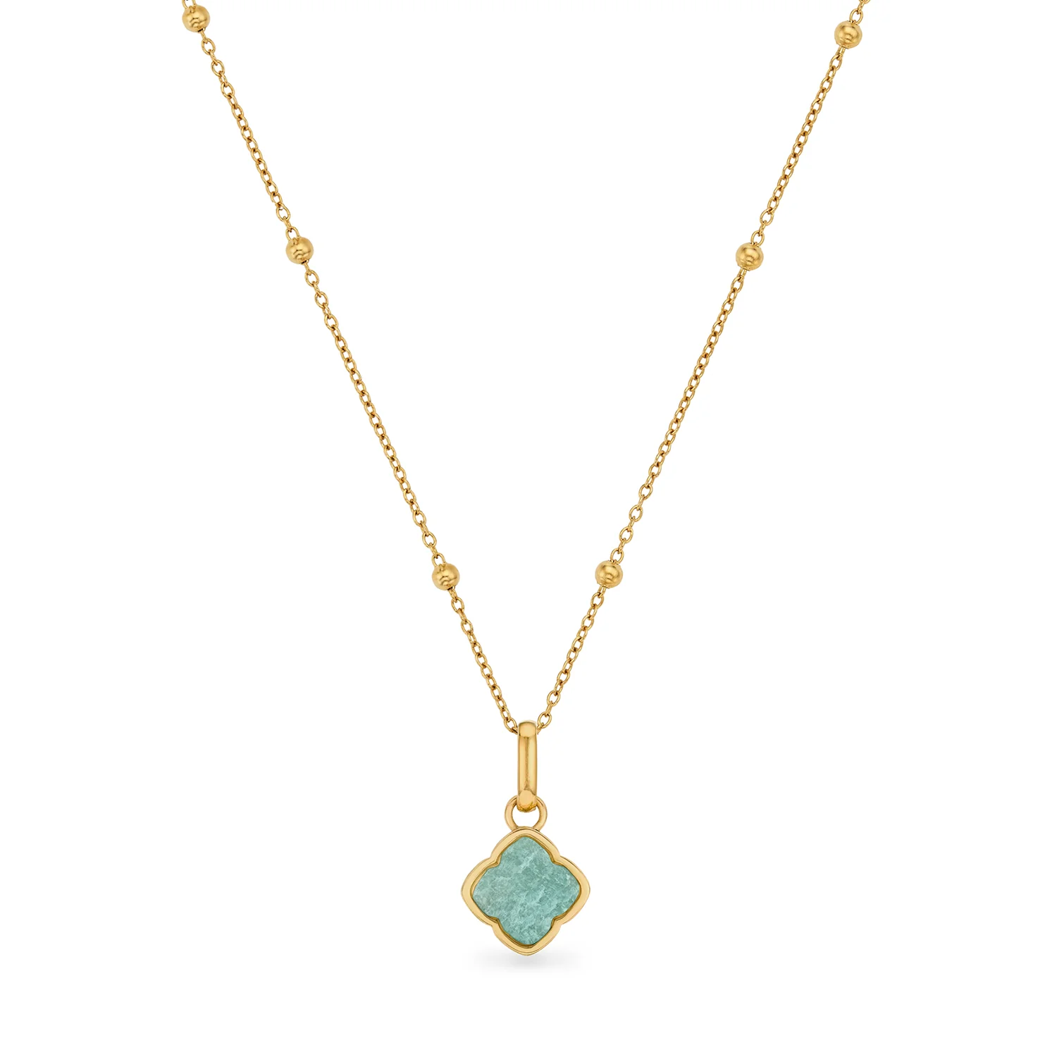 Amazonite Clover Necklace (Gold)