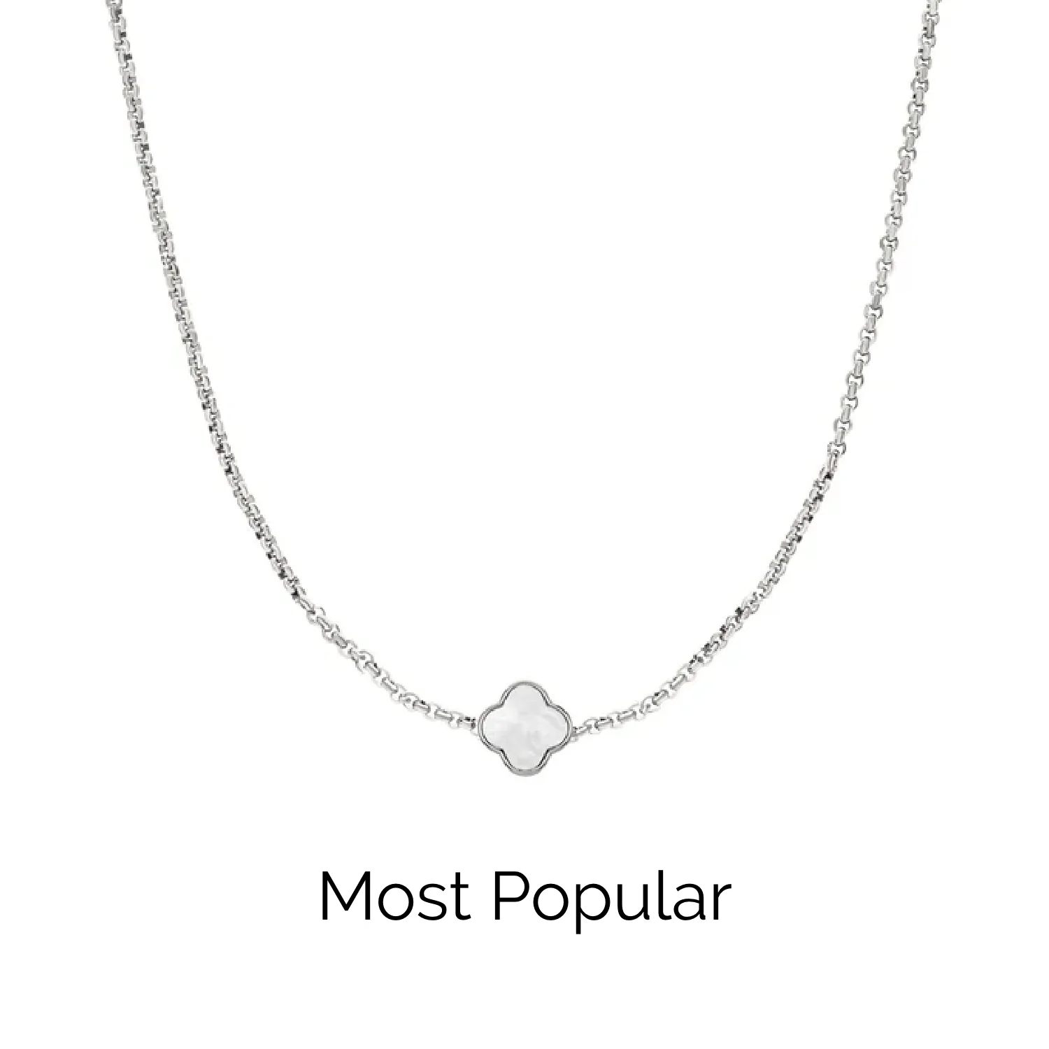 Pearl Clover Custom Name Necklace (Silver)