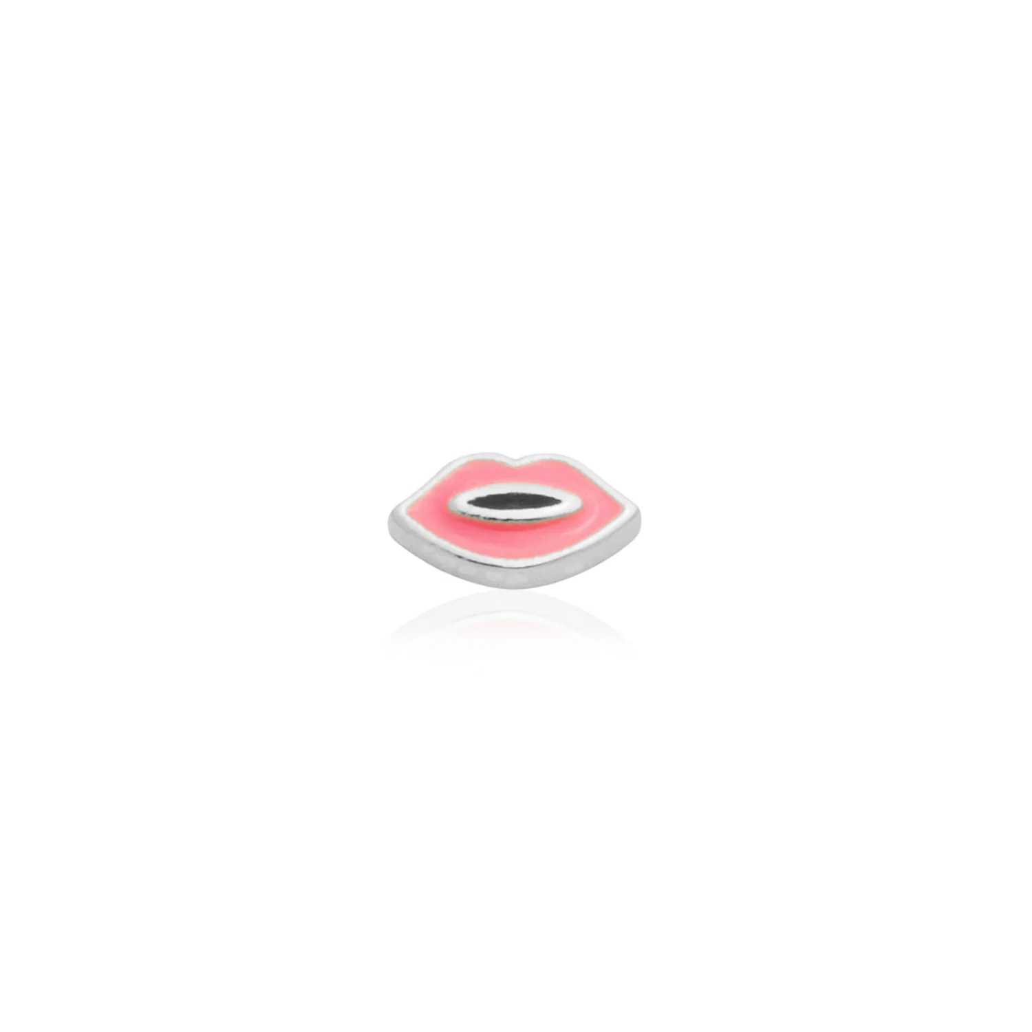 Enamel Lips Stud (Silver)