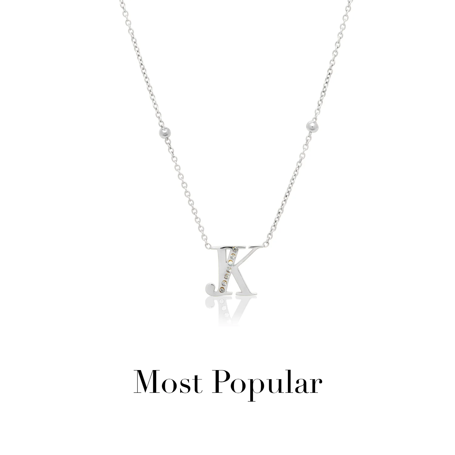 Double Initial Crystal Necklace (Silver)