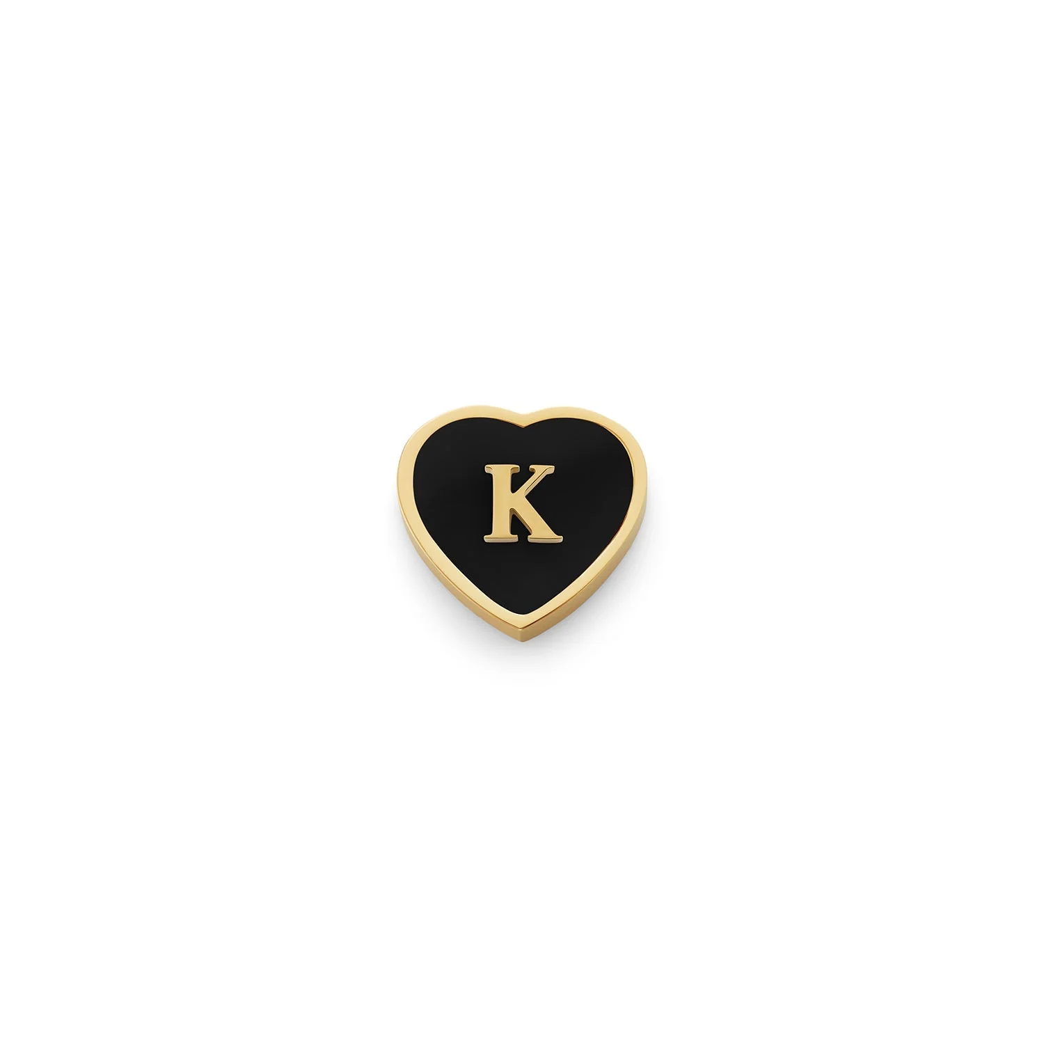 Black Enamel Heart Charms (Gold) - Initials