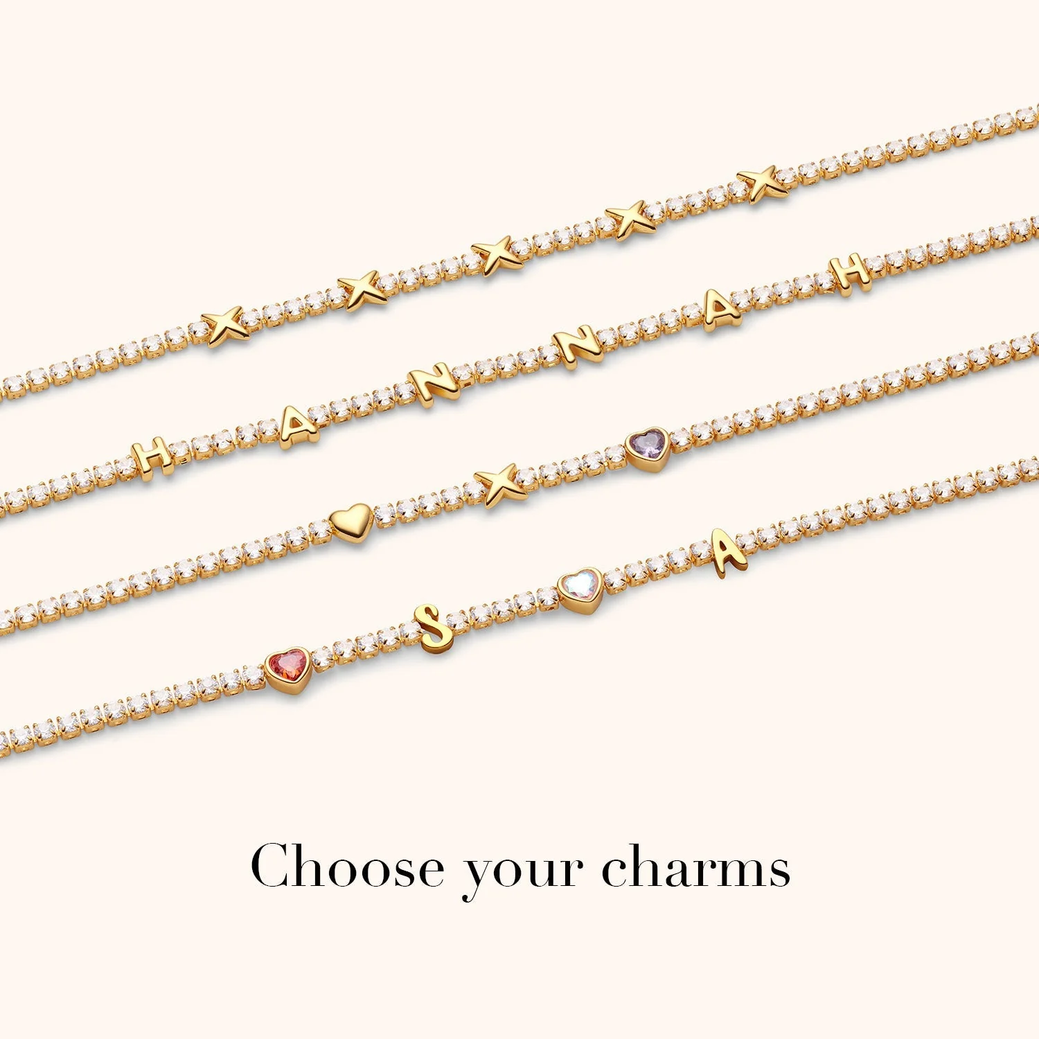 Crystal Fixed Charm Necklace (Gold)