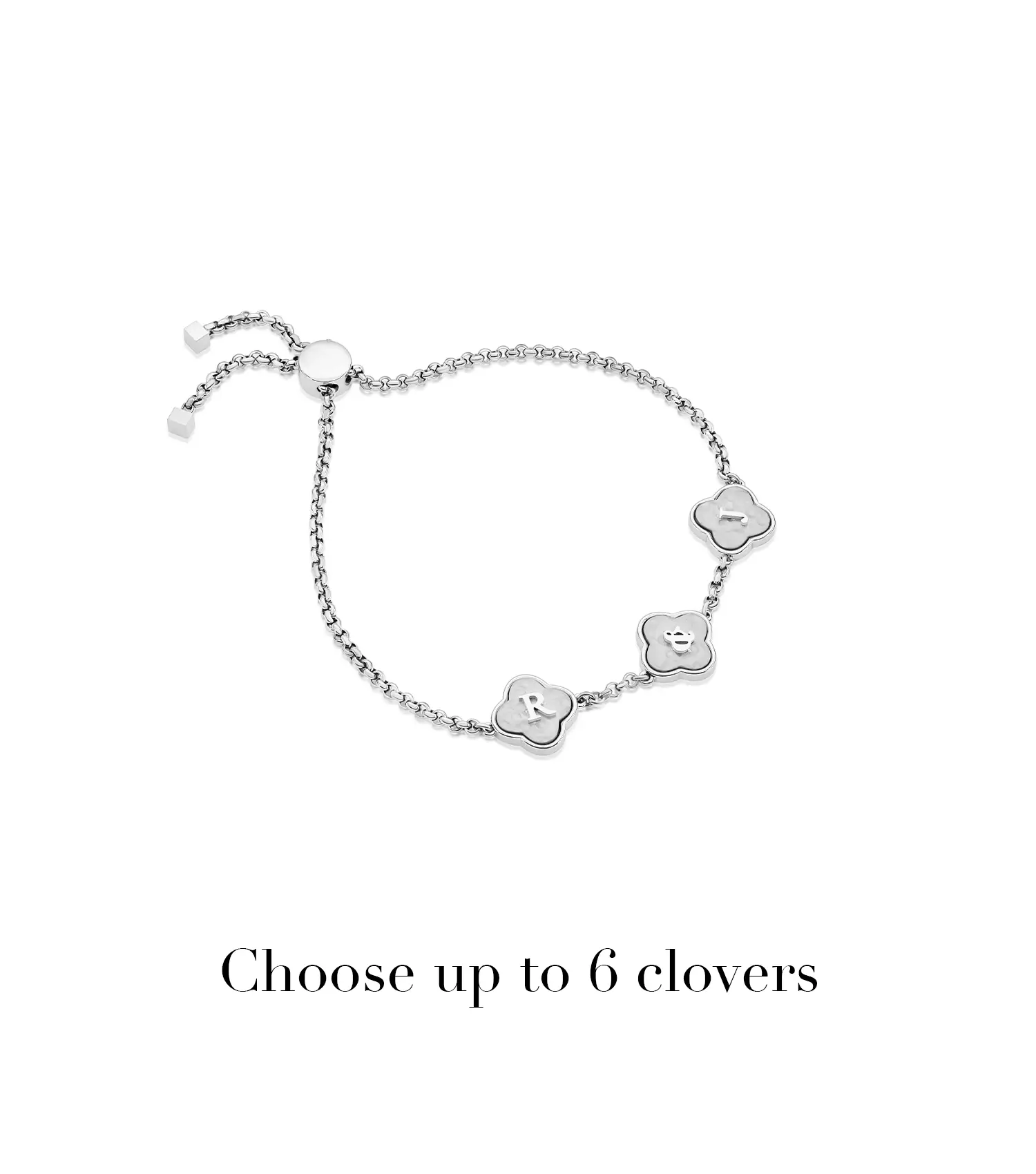 Clover Custom Name Bracelet (Silver)