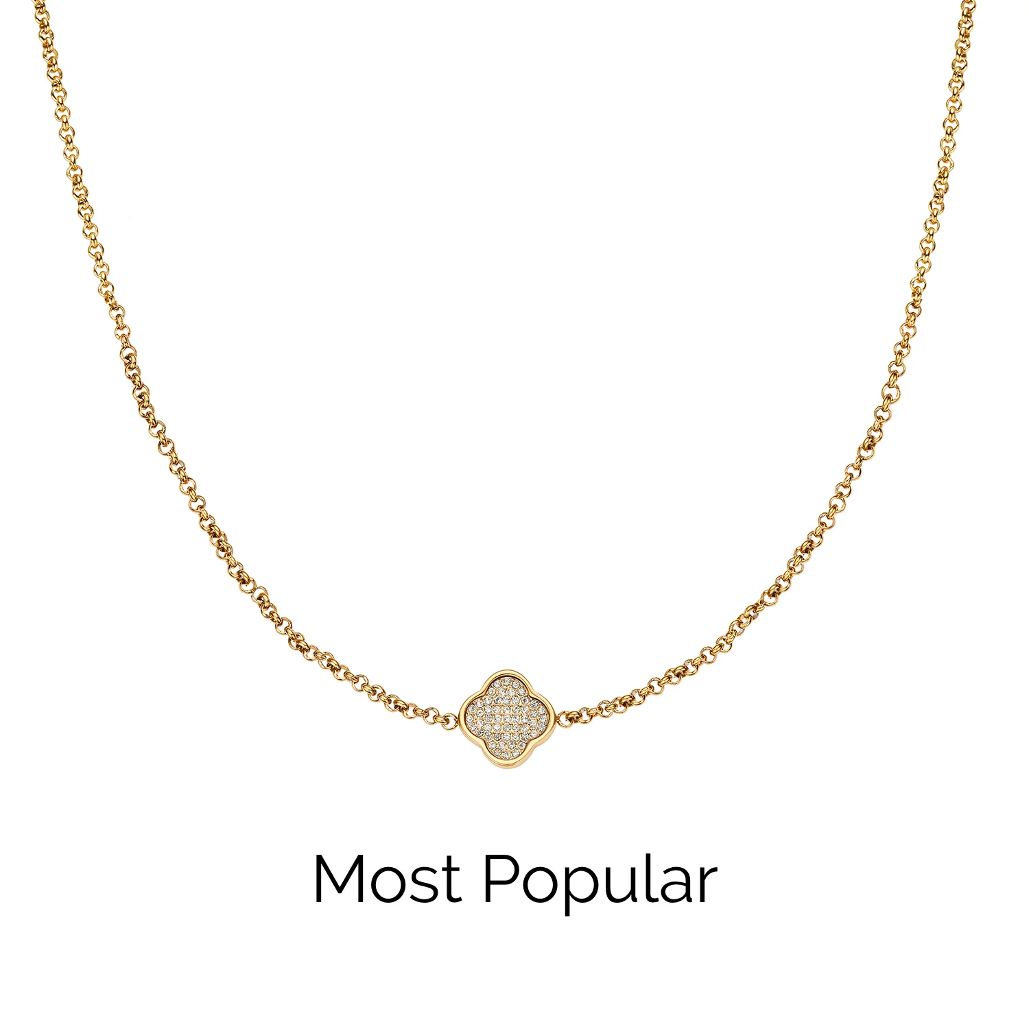 Shimmer Pavé Clover Necklace (Gold)