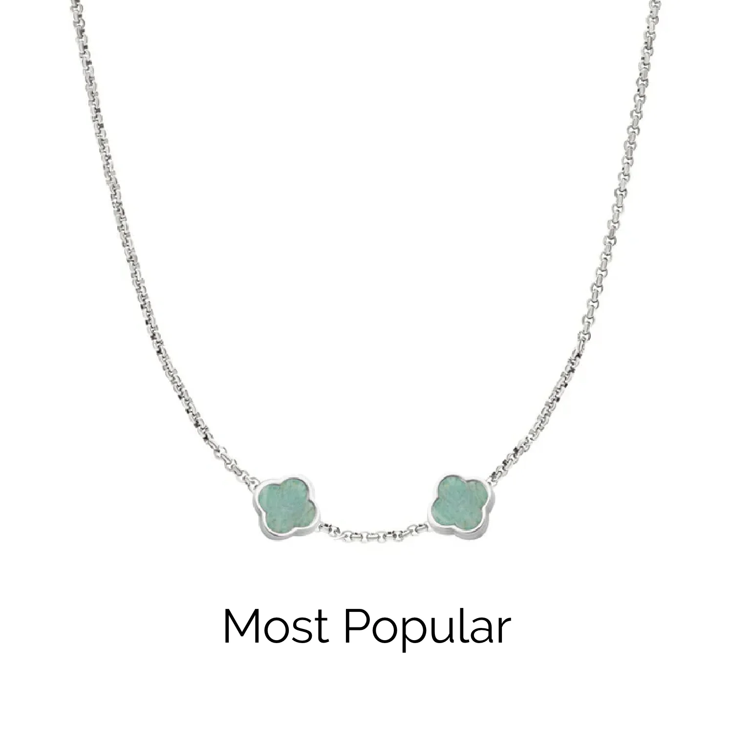 Amazonite Clover Custom Name Necklace (Silver)