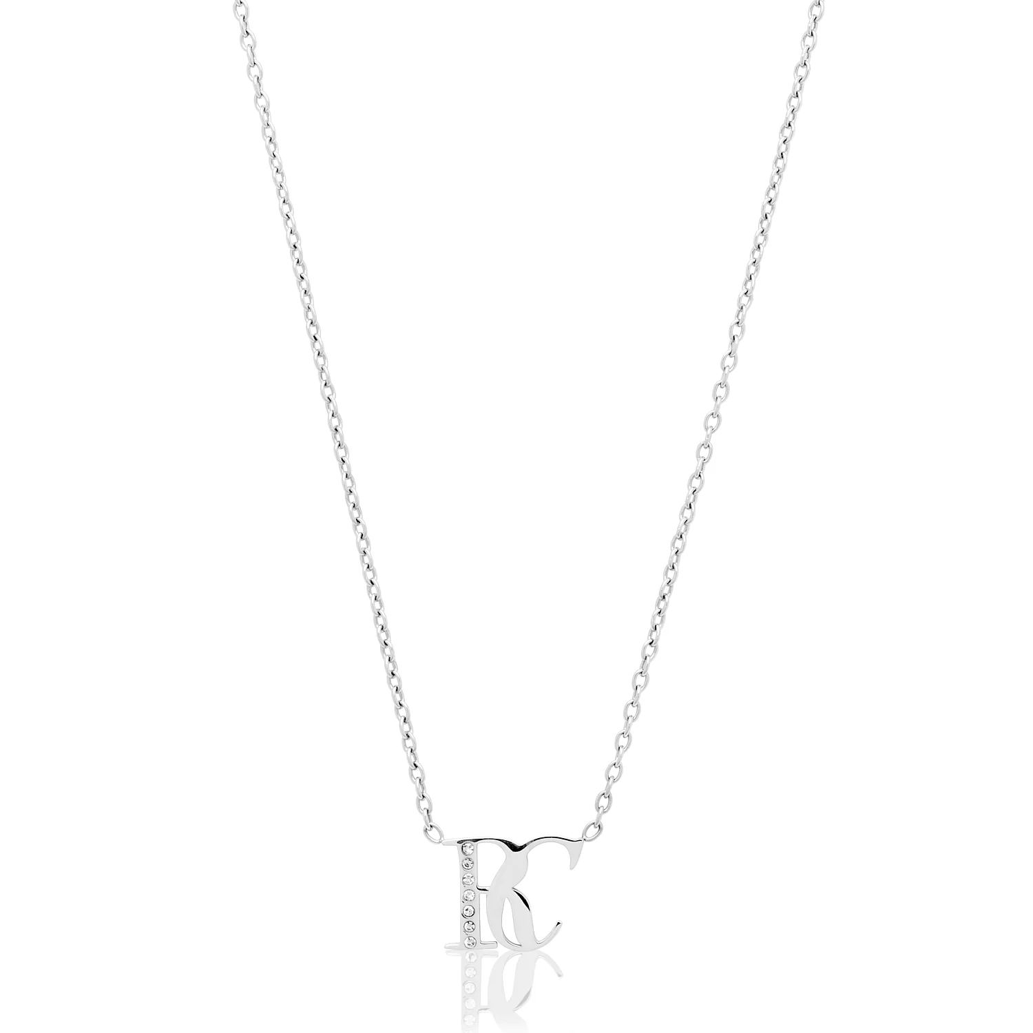 Double Initial Crystal Necklace (Silver)