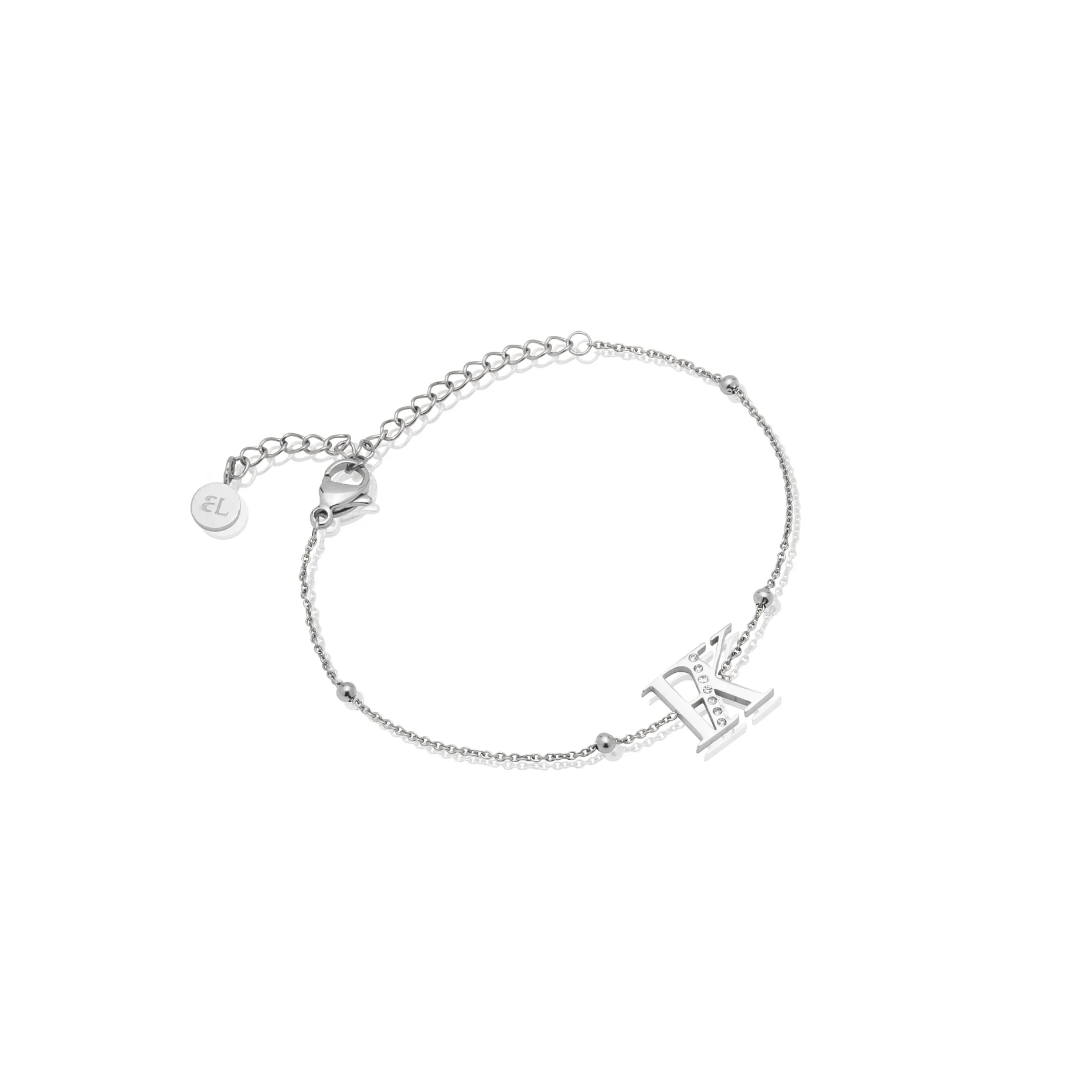 Double Initial Crystal Bracelet (Silver)