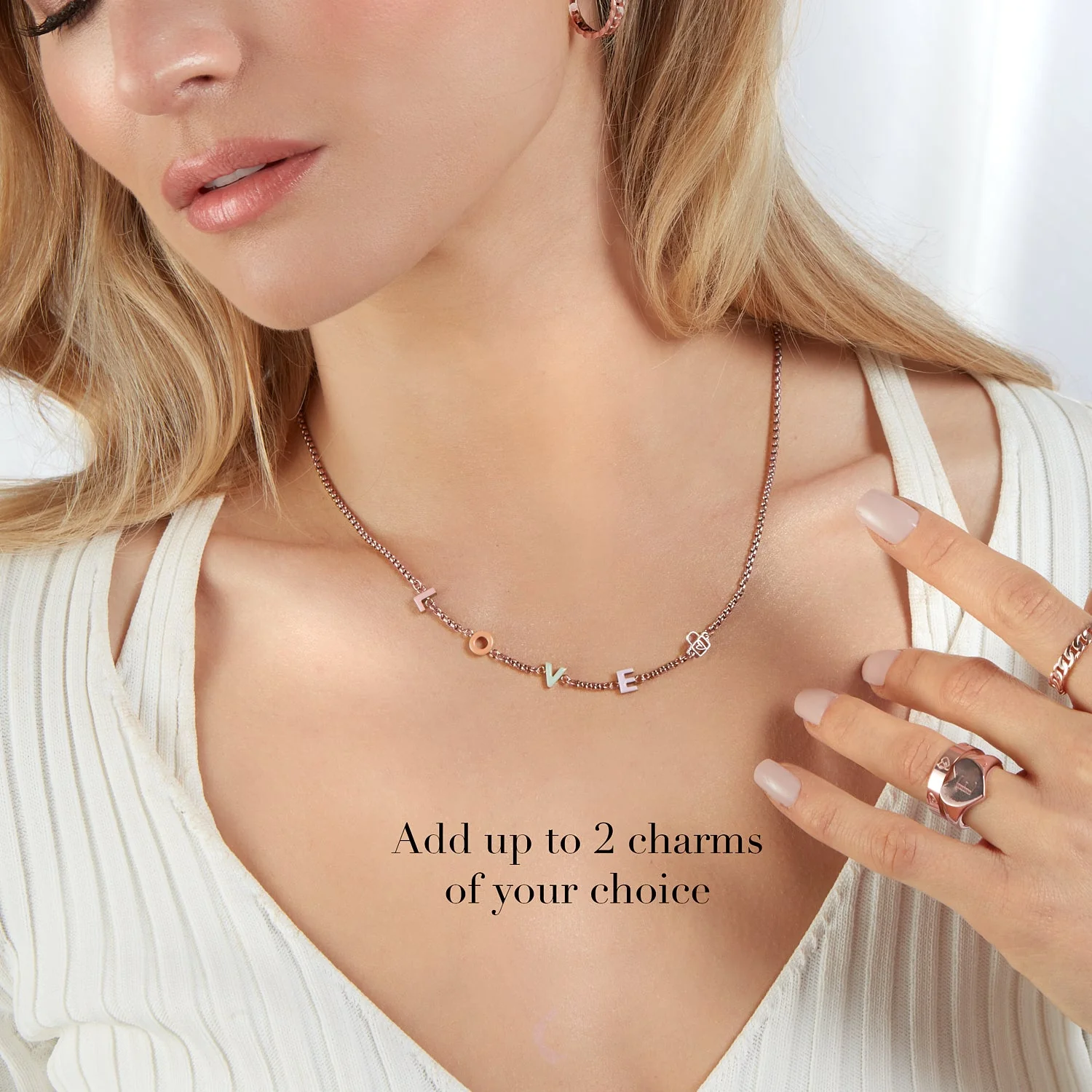 Custom Enamel Name Necklace (Rose Gold)