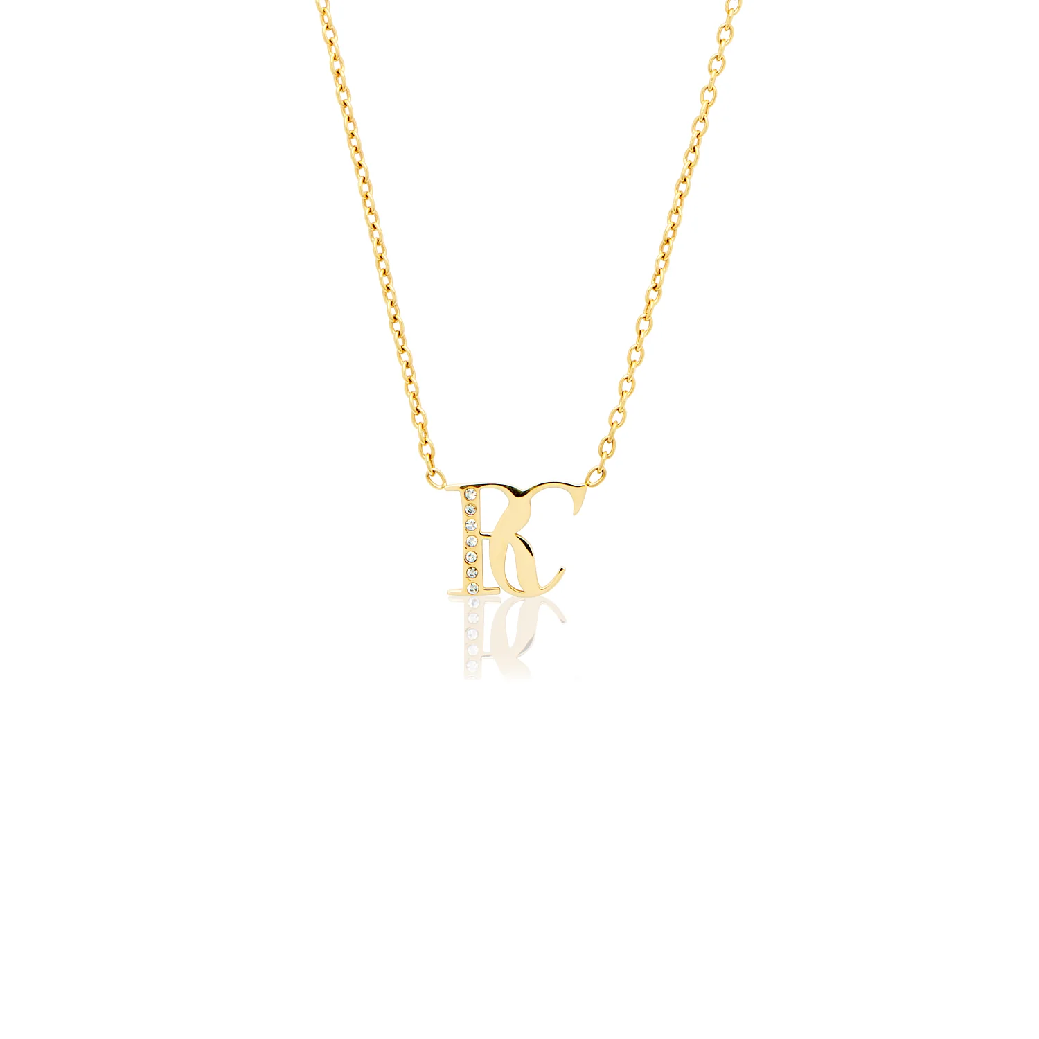 Double Initial Crystal Necklace (Gold)