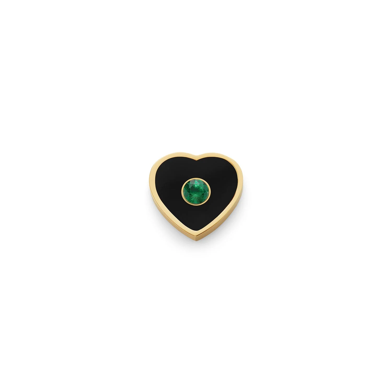 Black Enamel Heart Charms (Gold) - Birthstone