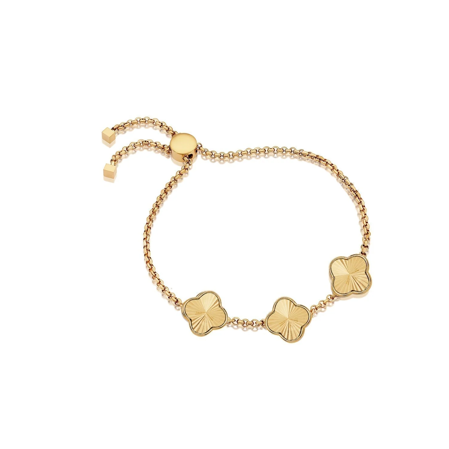 Textured Clover Custom Name Bracelet (Gold)