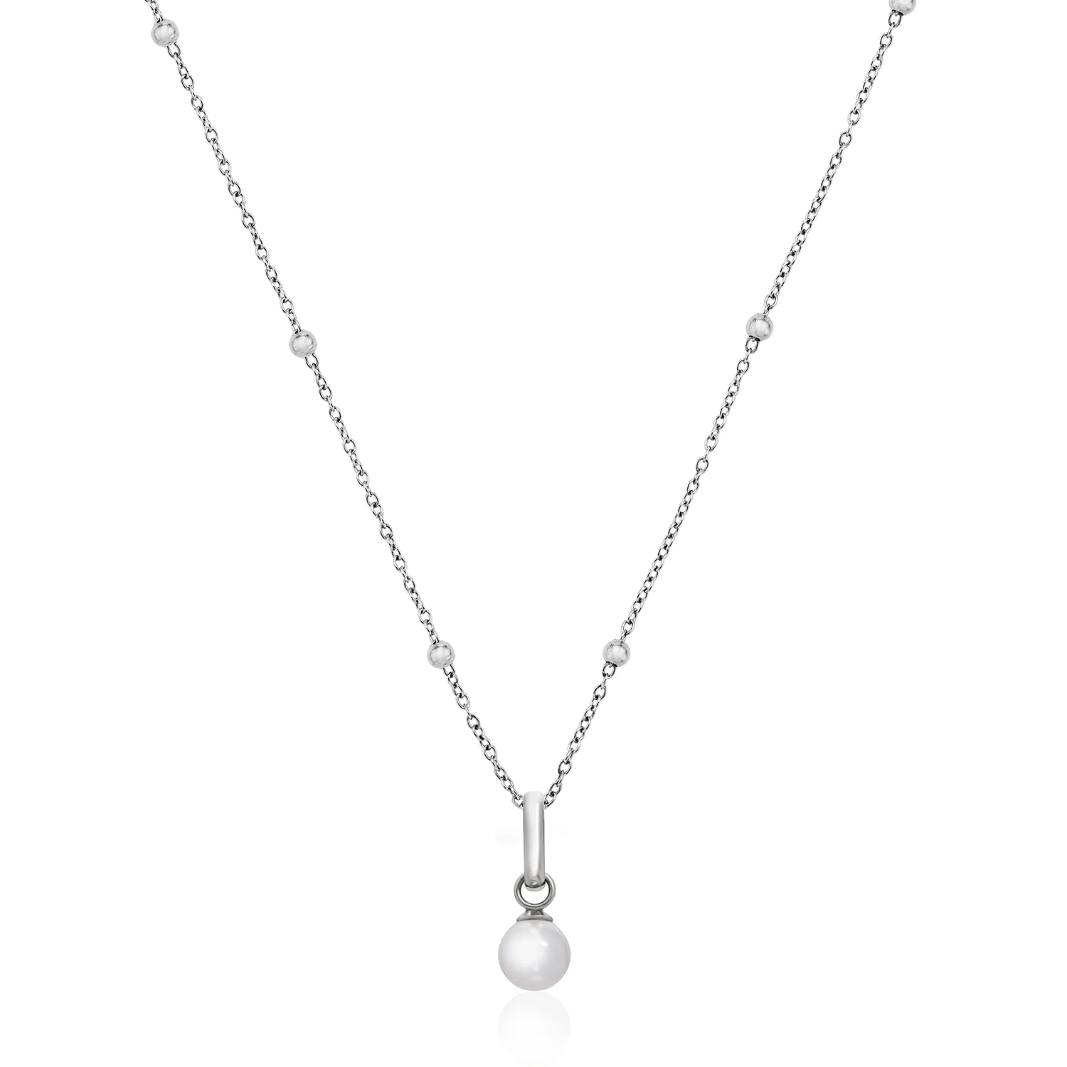 Mini Pearl Necklace (Silver)