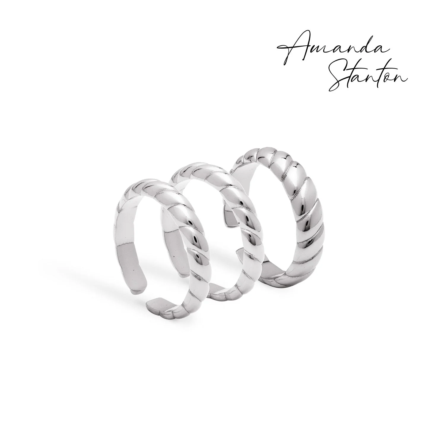Rope Ring Stack (Silver)