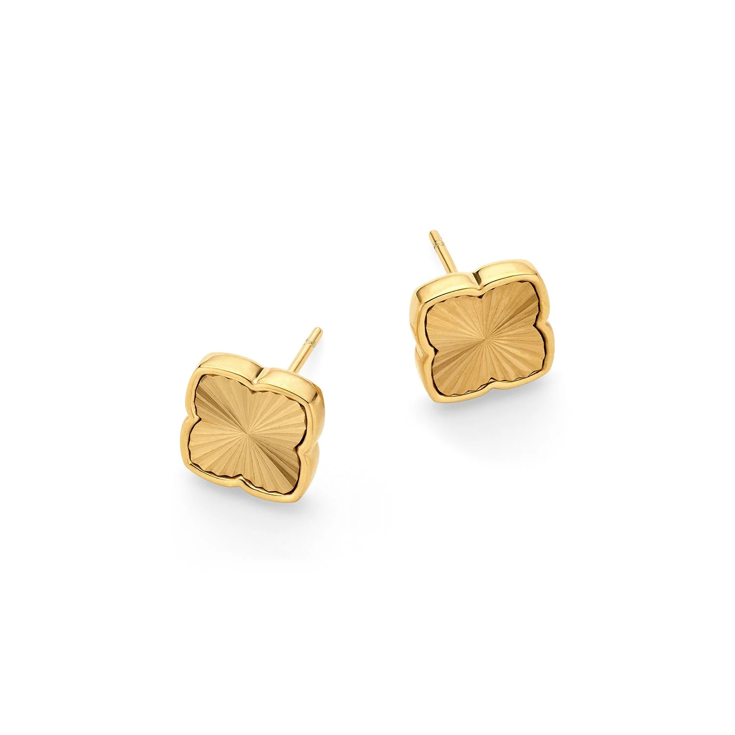 Textured Clover Stud Earrings (Gold)
