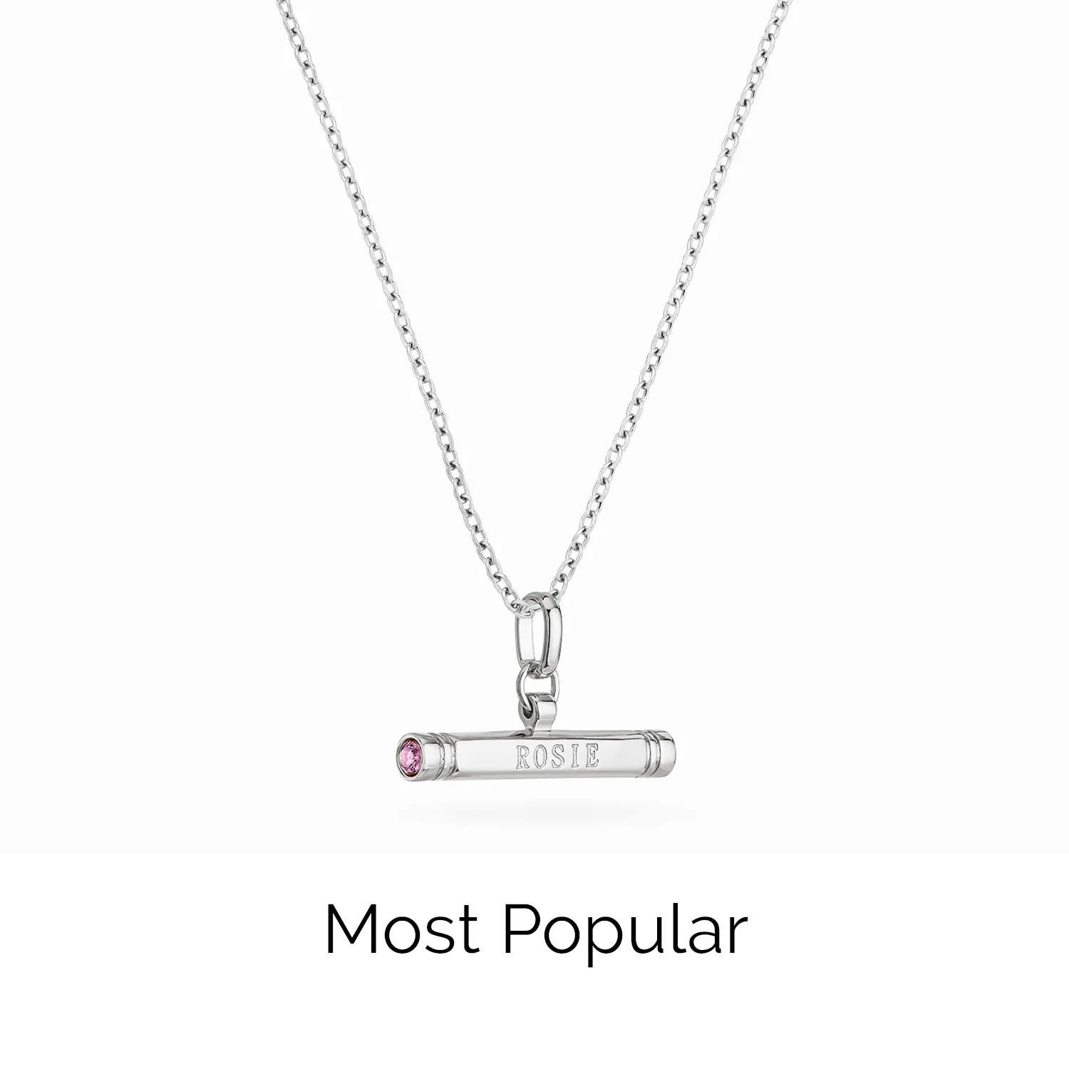 Custom Stamped T-Bar Necklace (Silver)