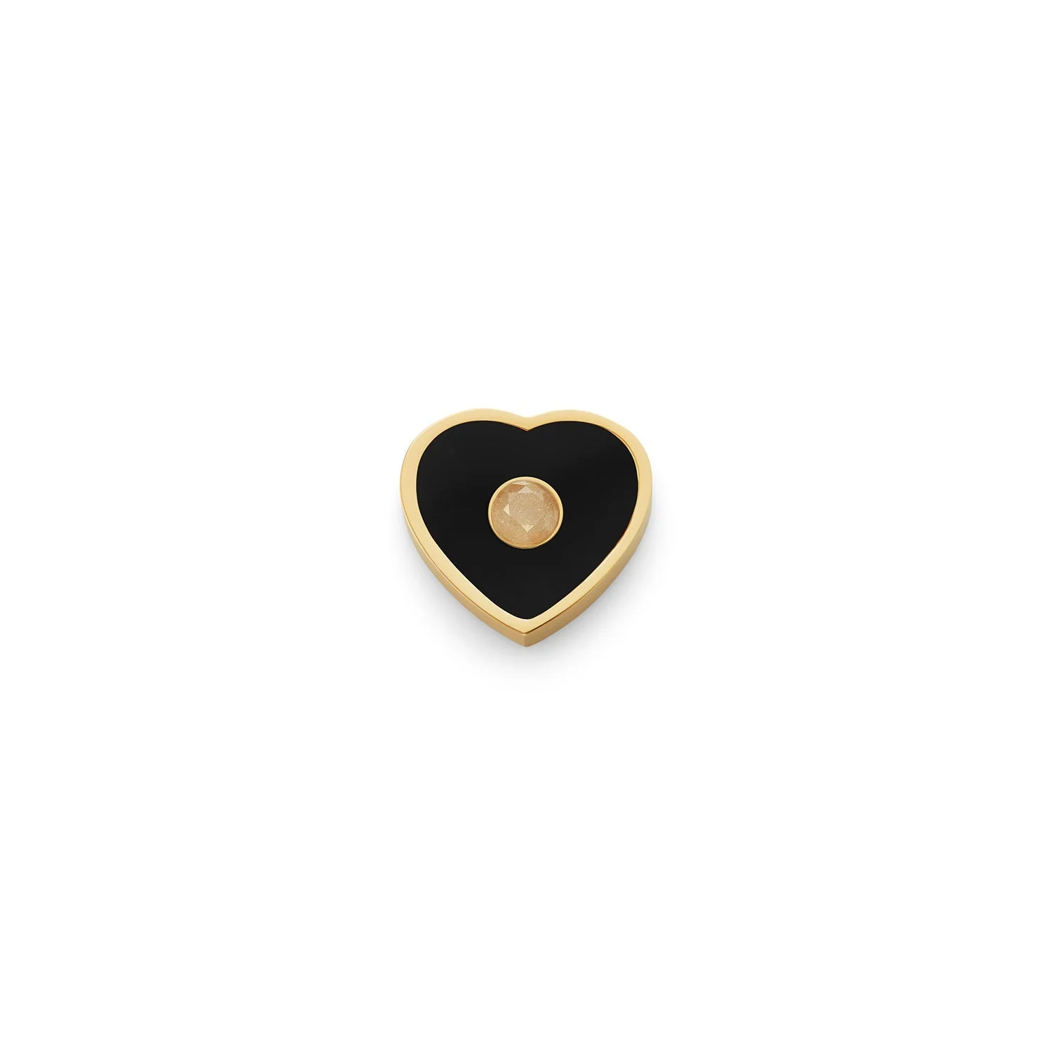Black Enamel Heart Charms (Gold) - Birthstone