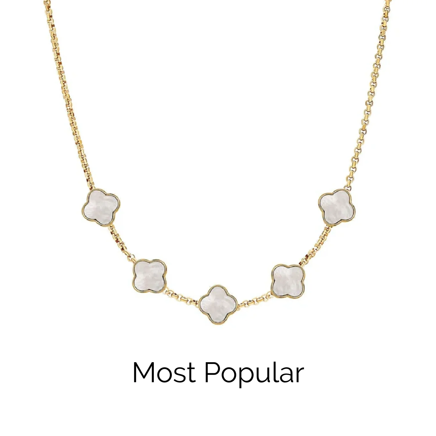 Pearl Clover Custom Name Necklace (Gold)