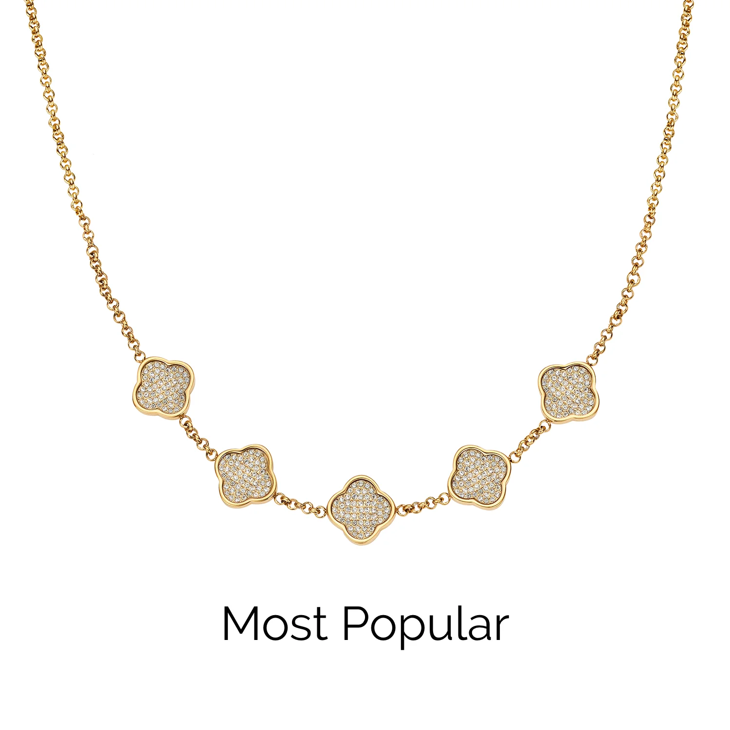 Shimmer Pavé Clover Necklace (Gold)
