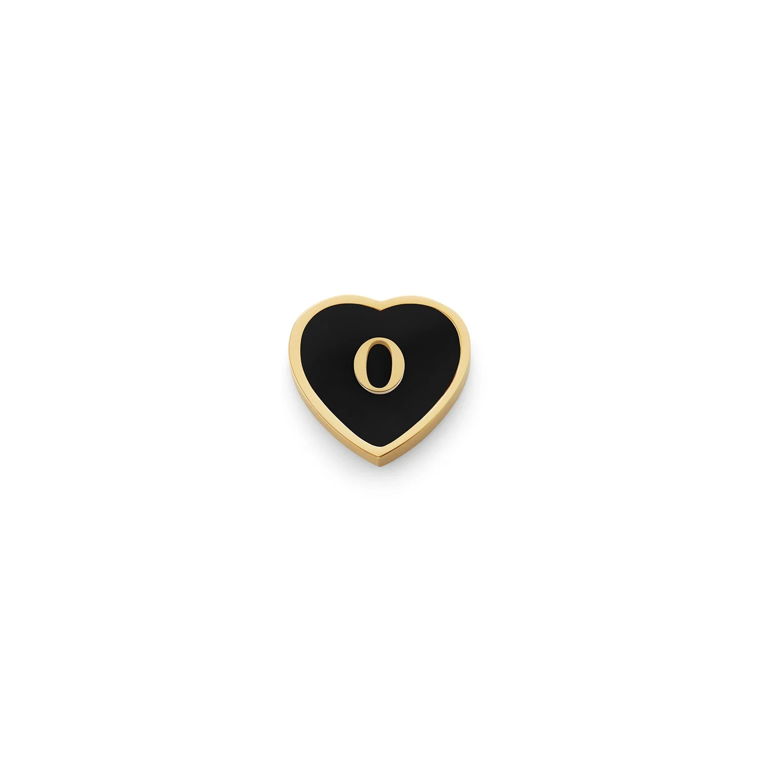 Black Enamel Heart Charms (Gold) - Initials