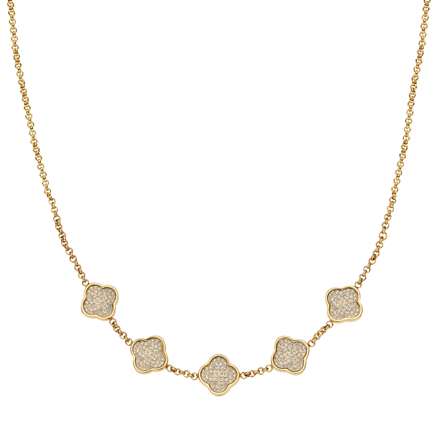 Shimmer Pavé Clover Necklace (Gold)