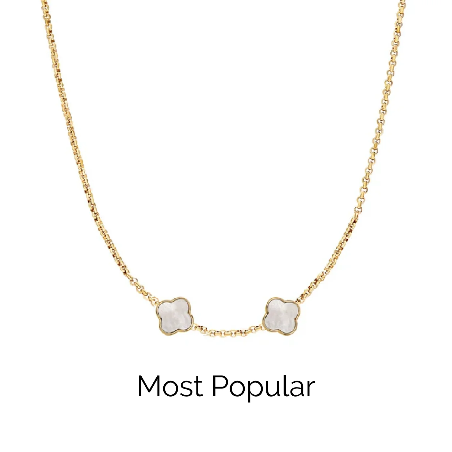 Pearl Clover Custom Name Necklace (Gold)