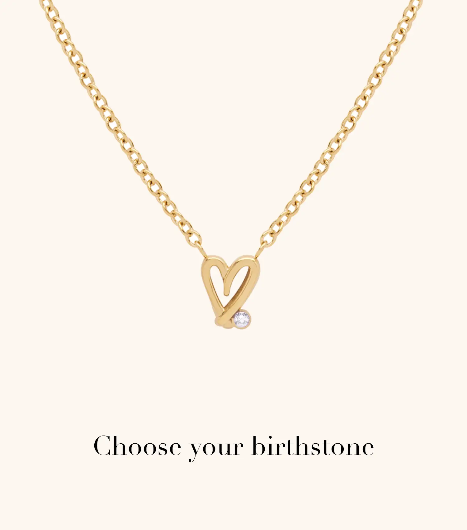 Stacey's Stories Doodle Heart Birthstone Necklace (Gold)