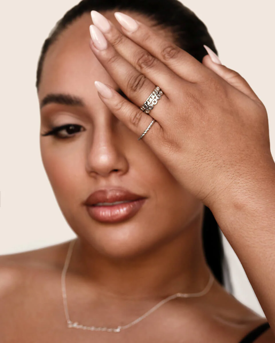 Sterling Silver Curb Chain Ring (Silver)