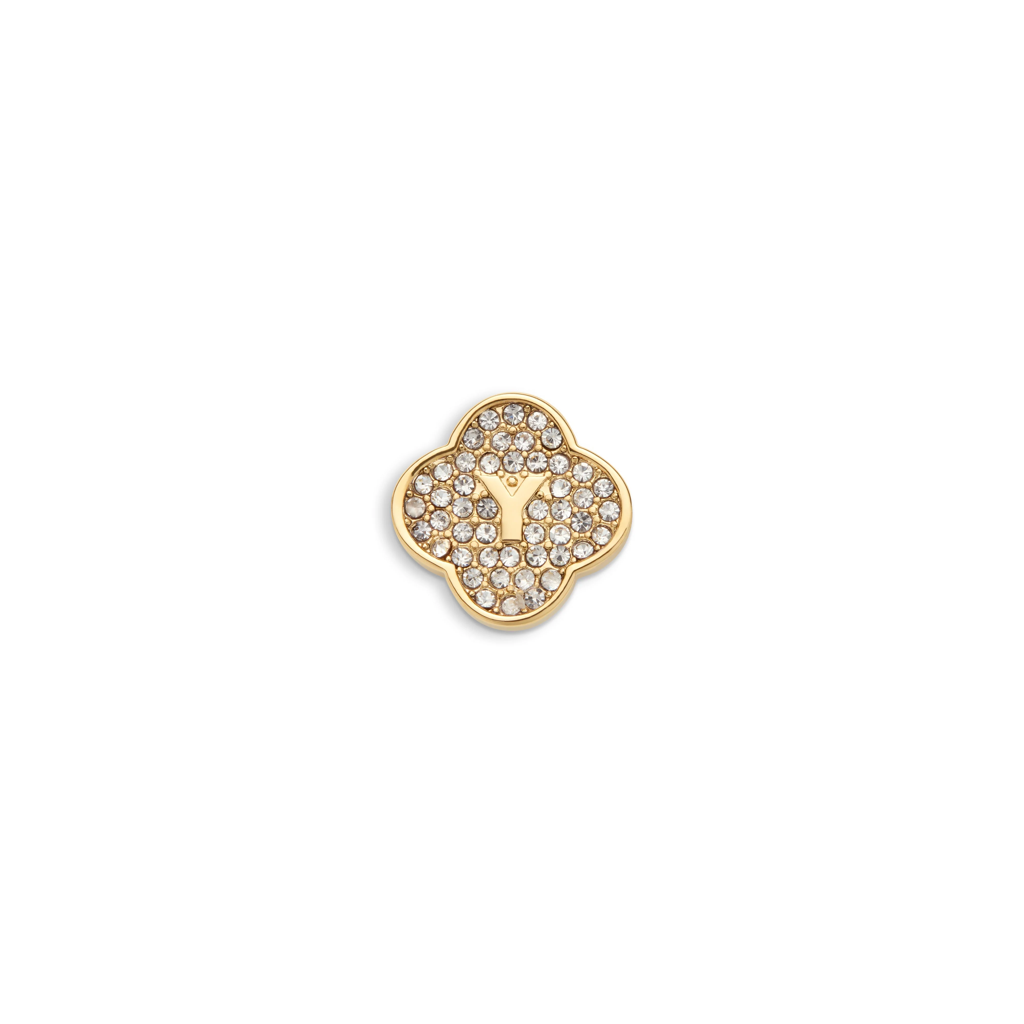 Shimmer Pavé Clover Charms (Gold) - Initials