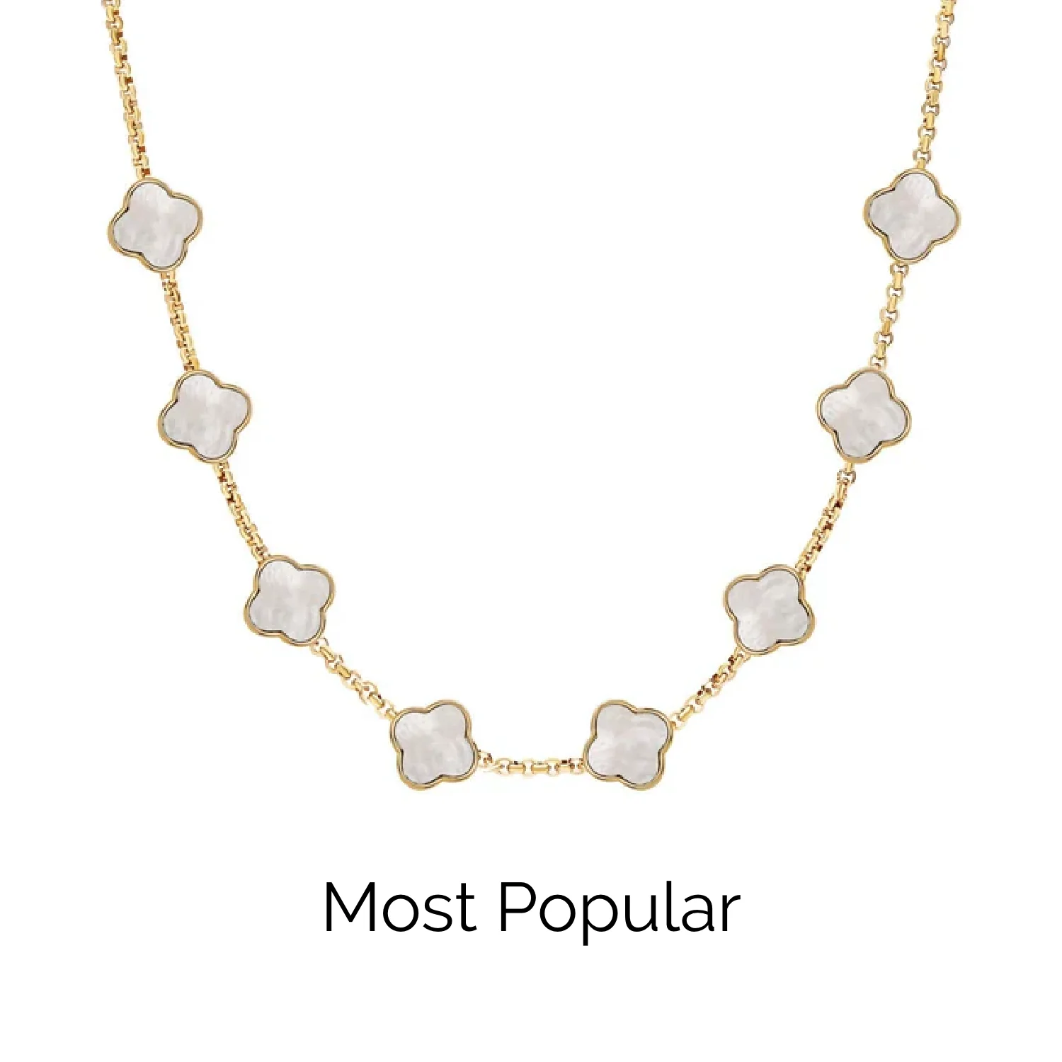 Pearl Clover Custom Name Necklace (Gold)