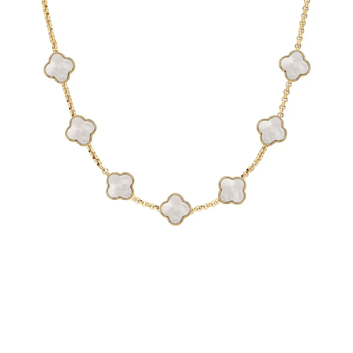 Pearl Clover Custom Name Necklace (Gold)