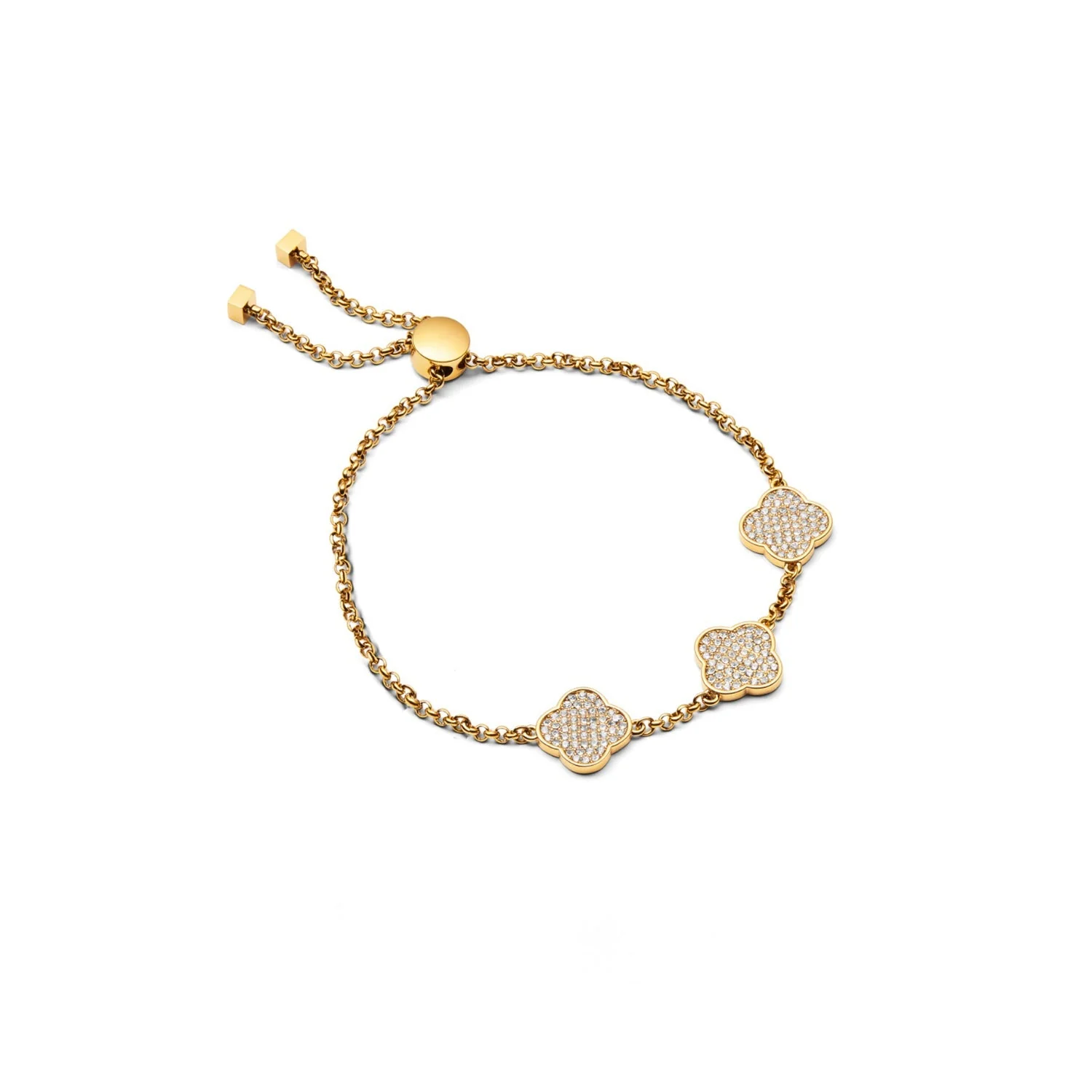 Shimmer Pavé Clover Bracelet (Gold)