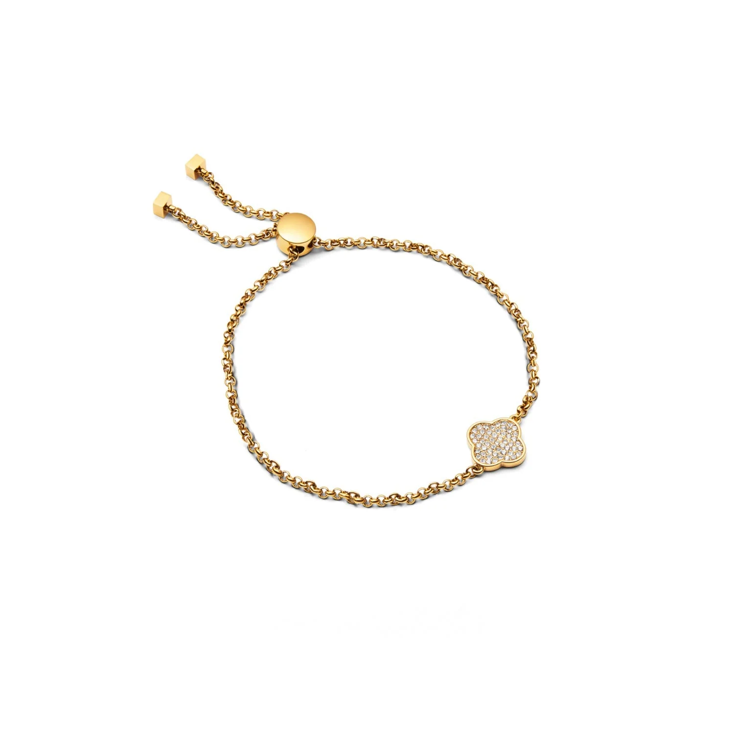 Shimmer Pavé Clover Bracelet (Gold)
