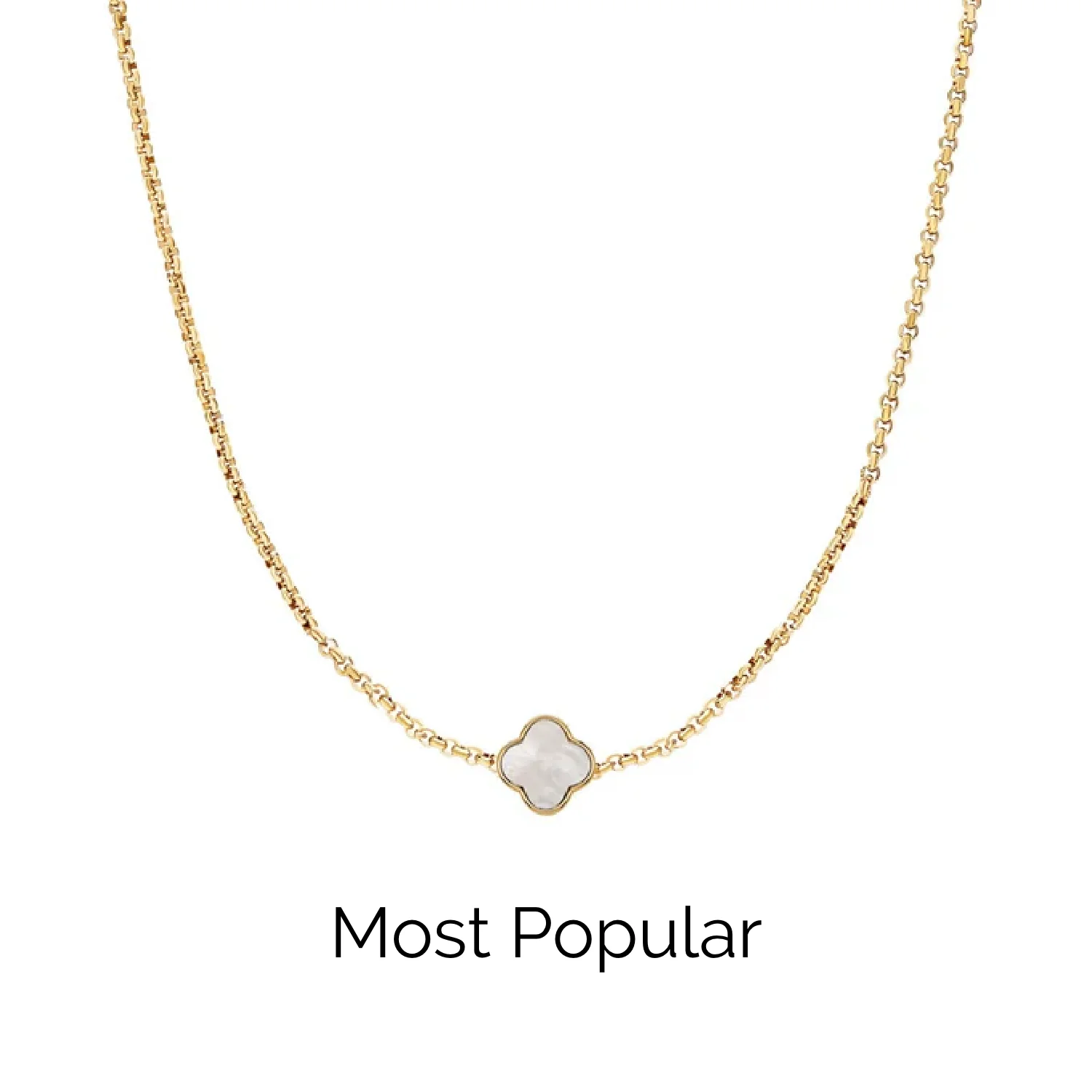 Pearl Clover Custom Name Necklace (Gold)